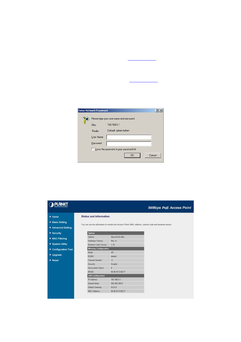 Chapter 3 web configuration, 1 home, Home | Planet Technology Network Device WAP-4033PE User Manual | Page 11 / 38