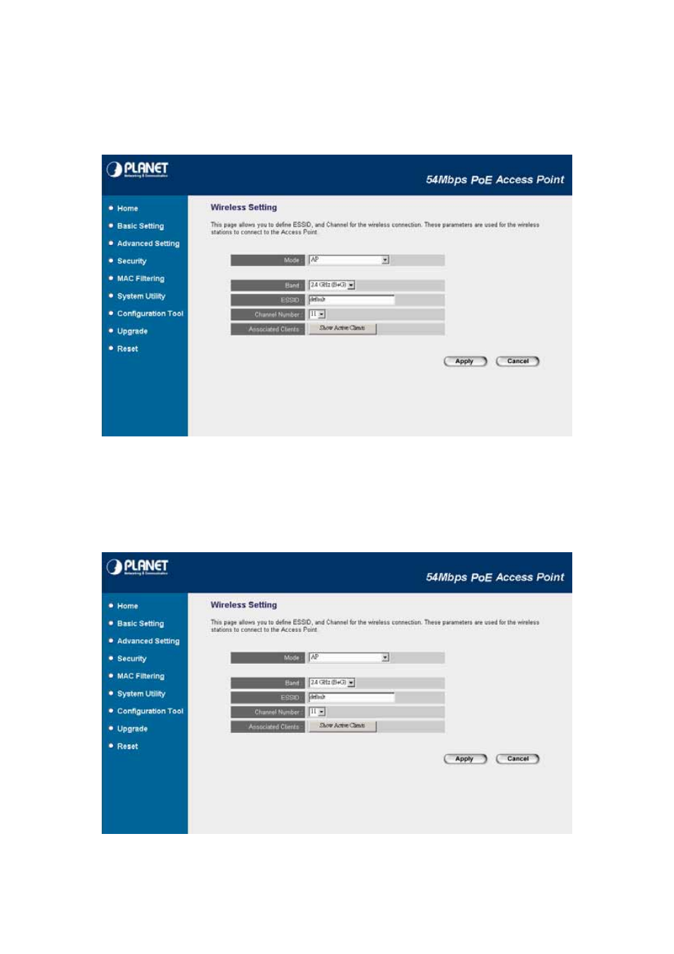 2 basic setting, 1 ap mode, Basic setting | Ap mode | Planet Technology Network Device WAP-4033PE User Manual | Page 12 / 38