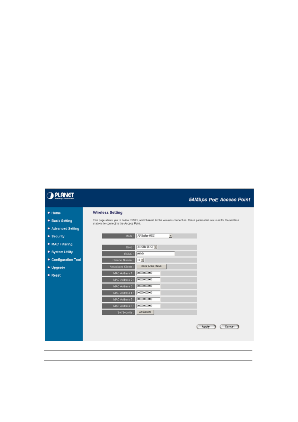 6 ap bridge - wds mode, Ap bridge - wds mode, Parameter description | Planet Technology Network Device WAP-4033PE User Manual | Page 19 / 38