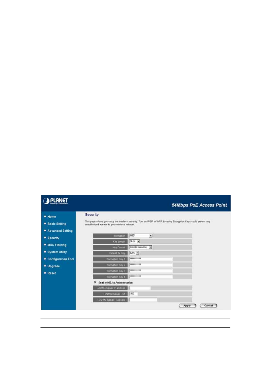 2 wep, Parameter description | Planet Technology Network Device WAP-4033PE User Manual | Page 27 / 38