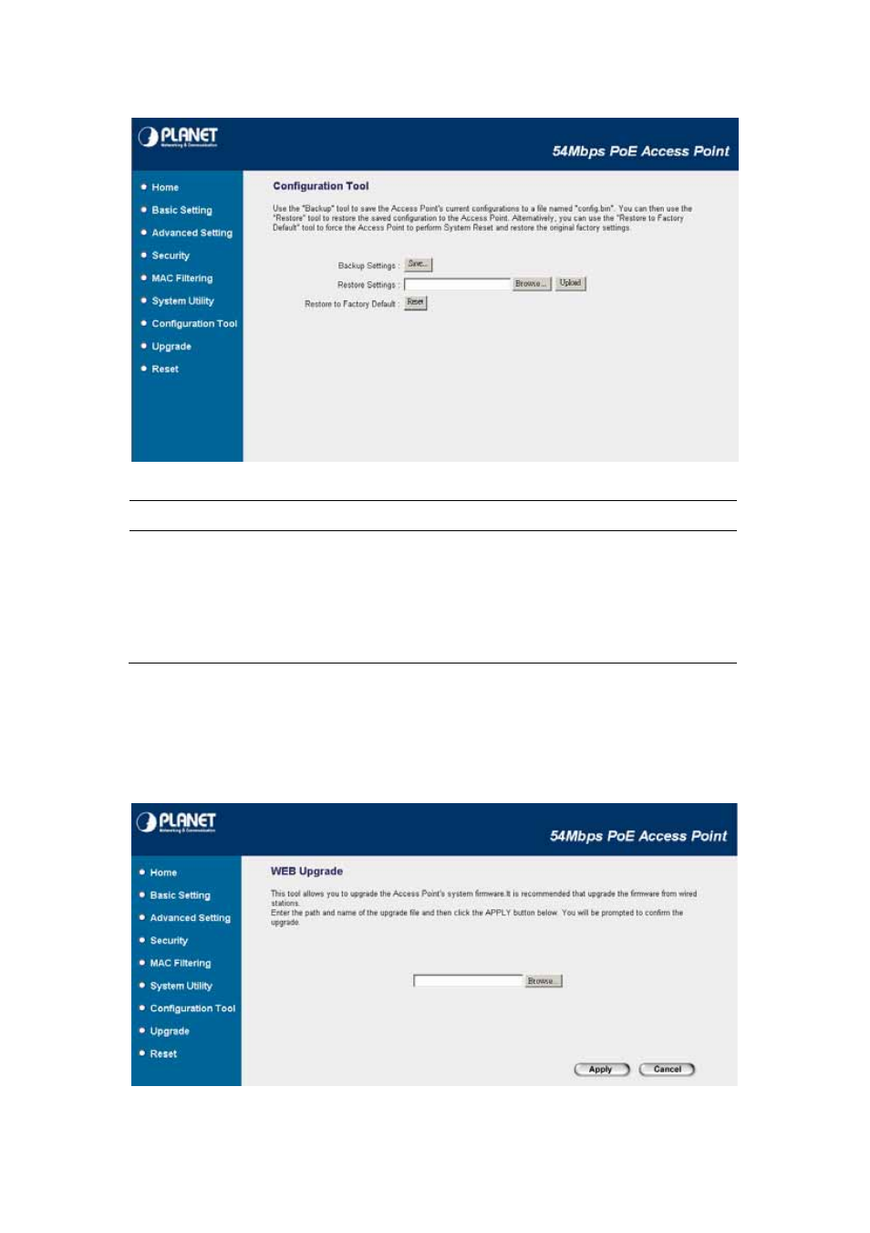 8 upgrade, Upgrade, Parameter description | Planet Technology Network Device WAP-4033PE User Manual | Page 34 / 38