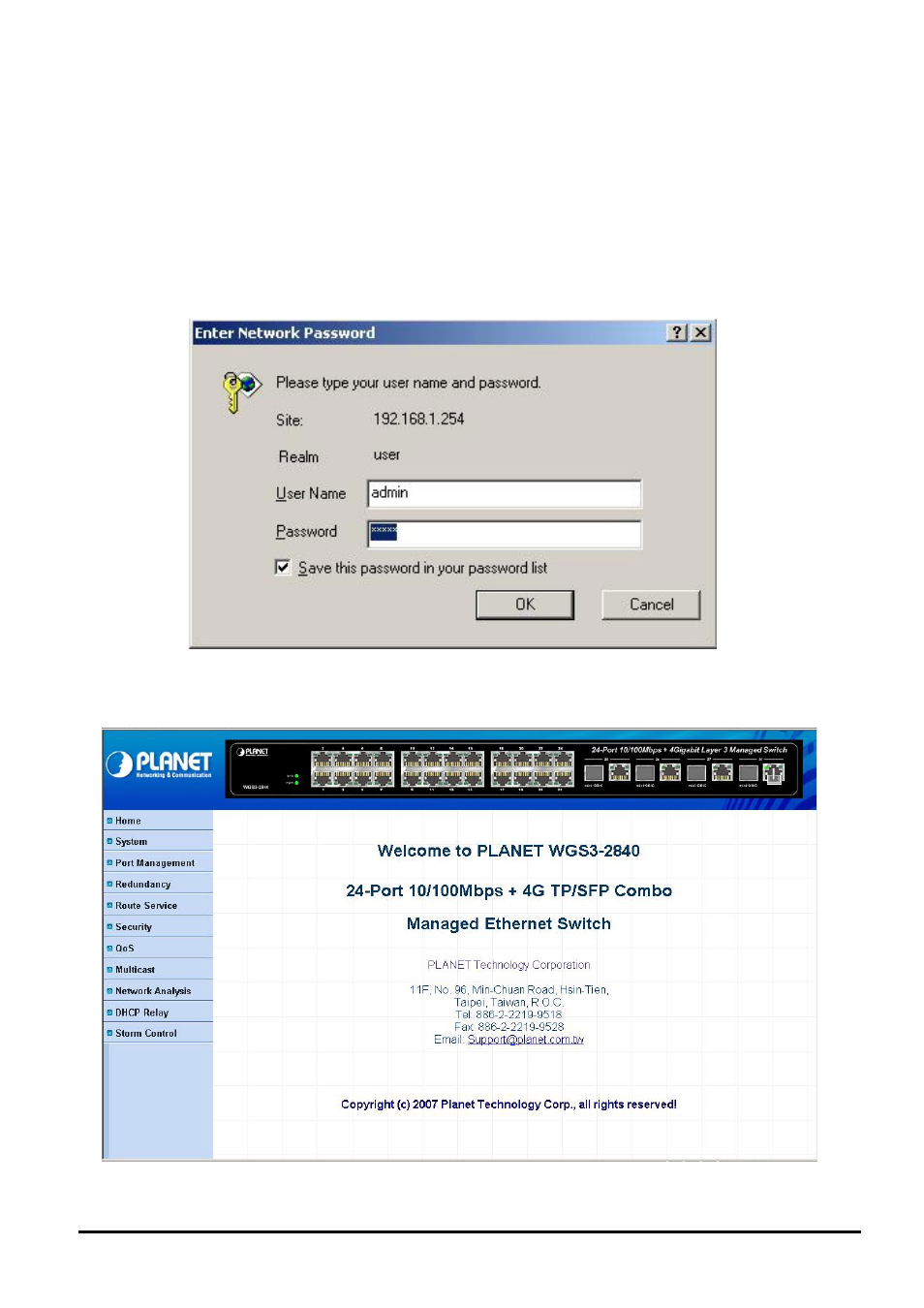 Web management, 1 login in to the layer 3 managed switch, Ogin in to the | Ayer, Anaged, Witch | Planet Technology WGS3-2840 User Manual | Page 17 / 76