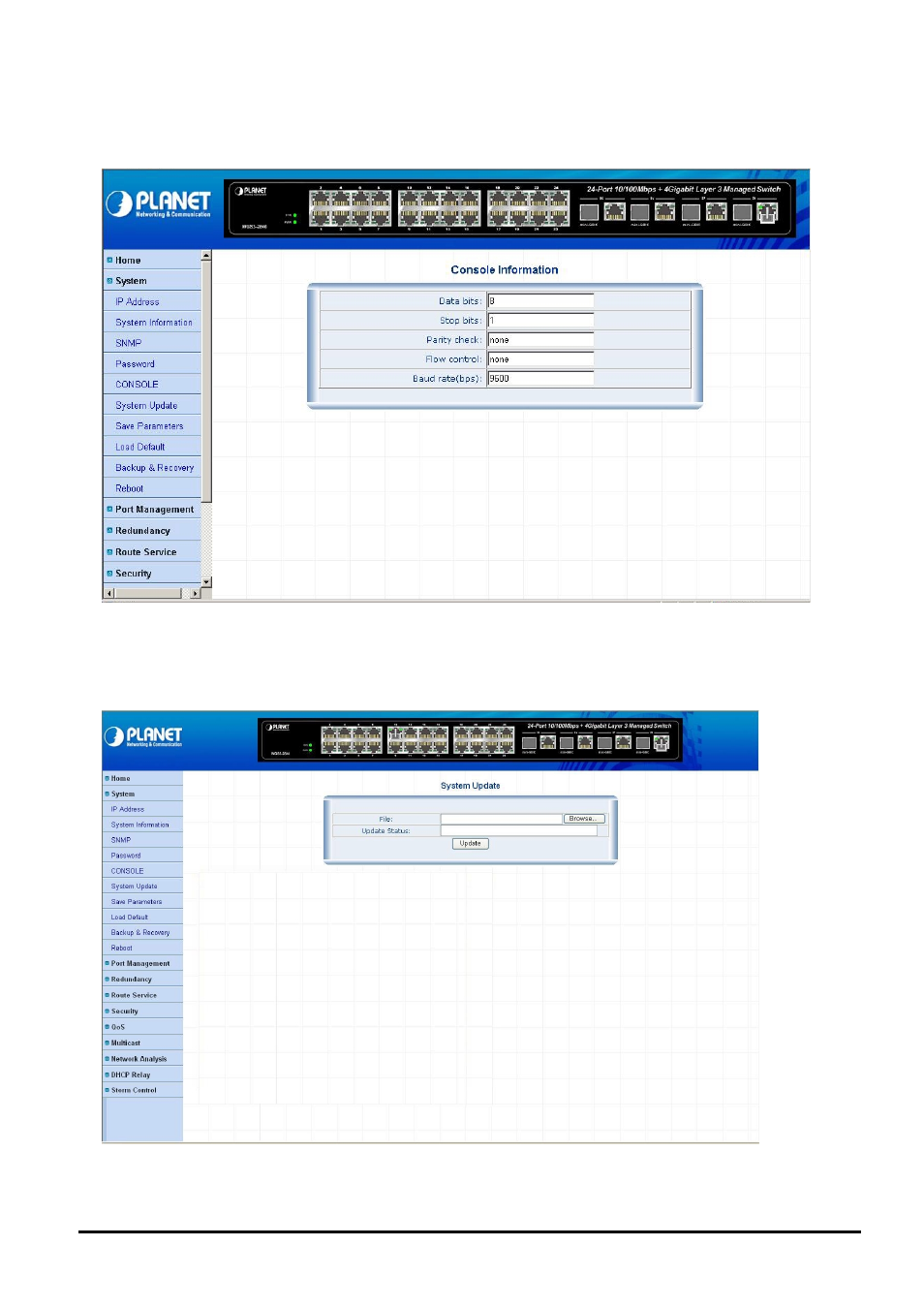 5 console, 6 system update | Planet Technology WGS3-2840 User Manual | Page 23 / 76