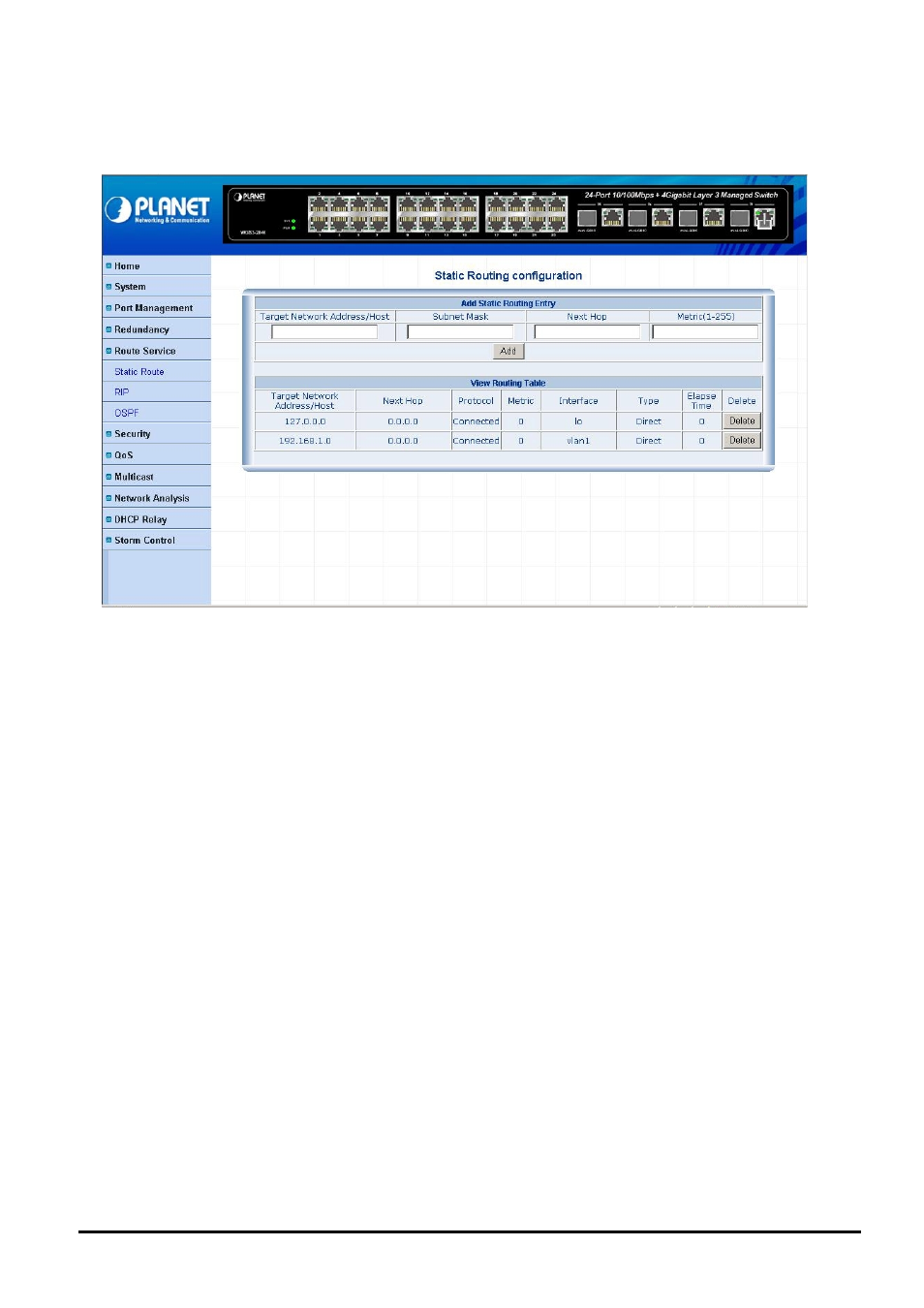 5 route service, Oute, Ervice | Planet Technology WGS3-2840 User Manual | Page 39 / 76