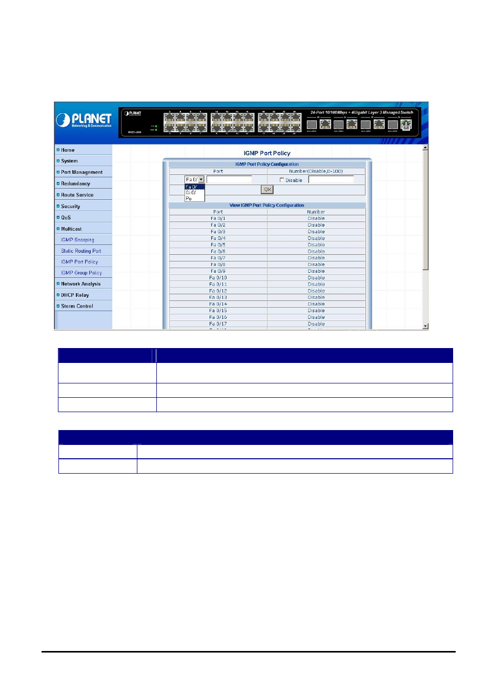 3 igmp port policy | Planet Technology WGS3-2840 User Manual | Page 66 / 76