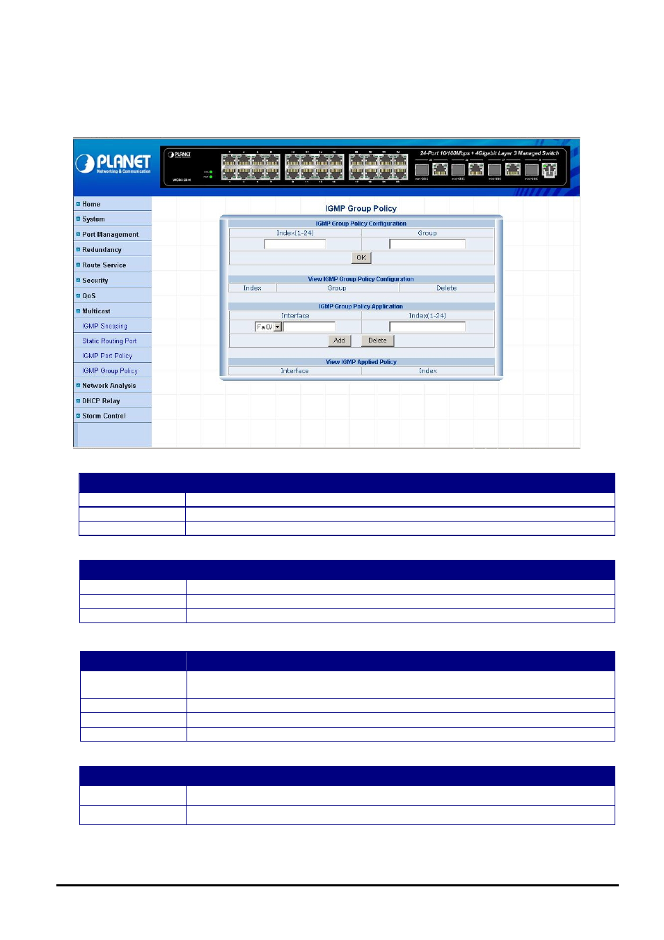 4 igmp group policy | Planet Technology WGS3-2840 User Manual | Page 67 / 76