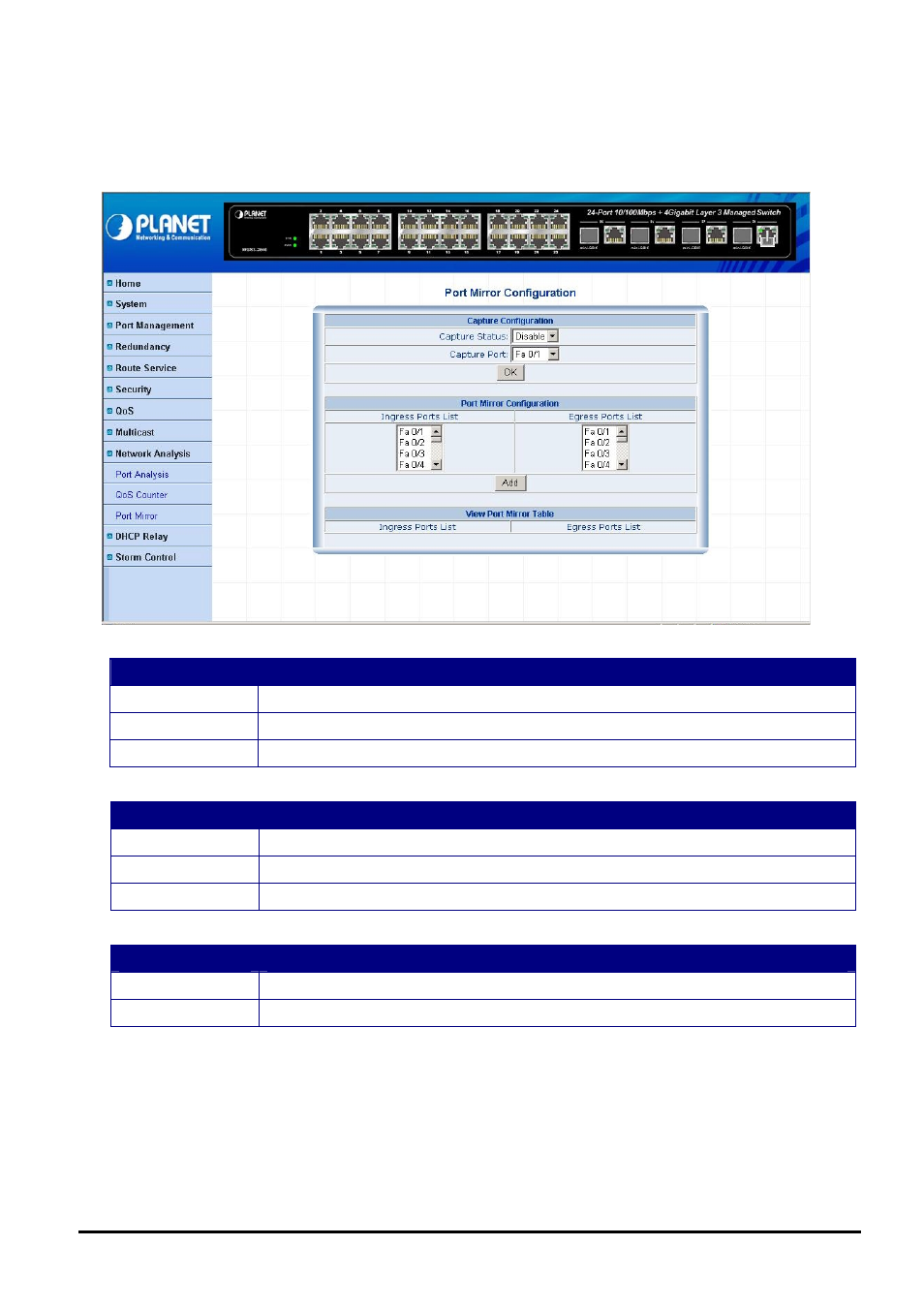 3 port mirror | Planet Technology WGS3-2840 User Manual | Page 71 / 76