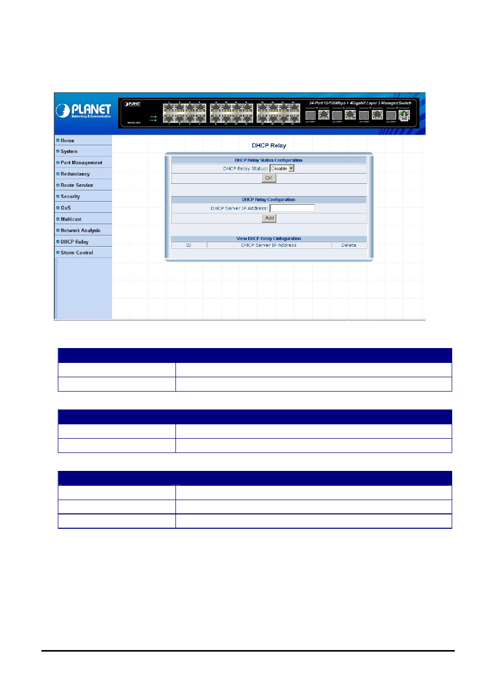 10 dhcp relay, Dhcp, Elay | Planet Technology WGS3-2840 User Manual | Page 72 / 76