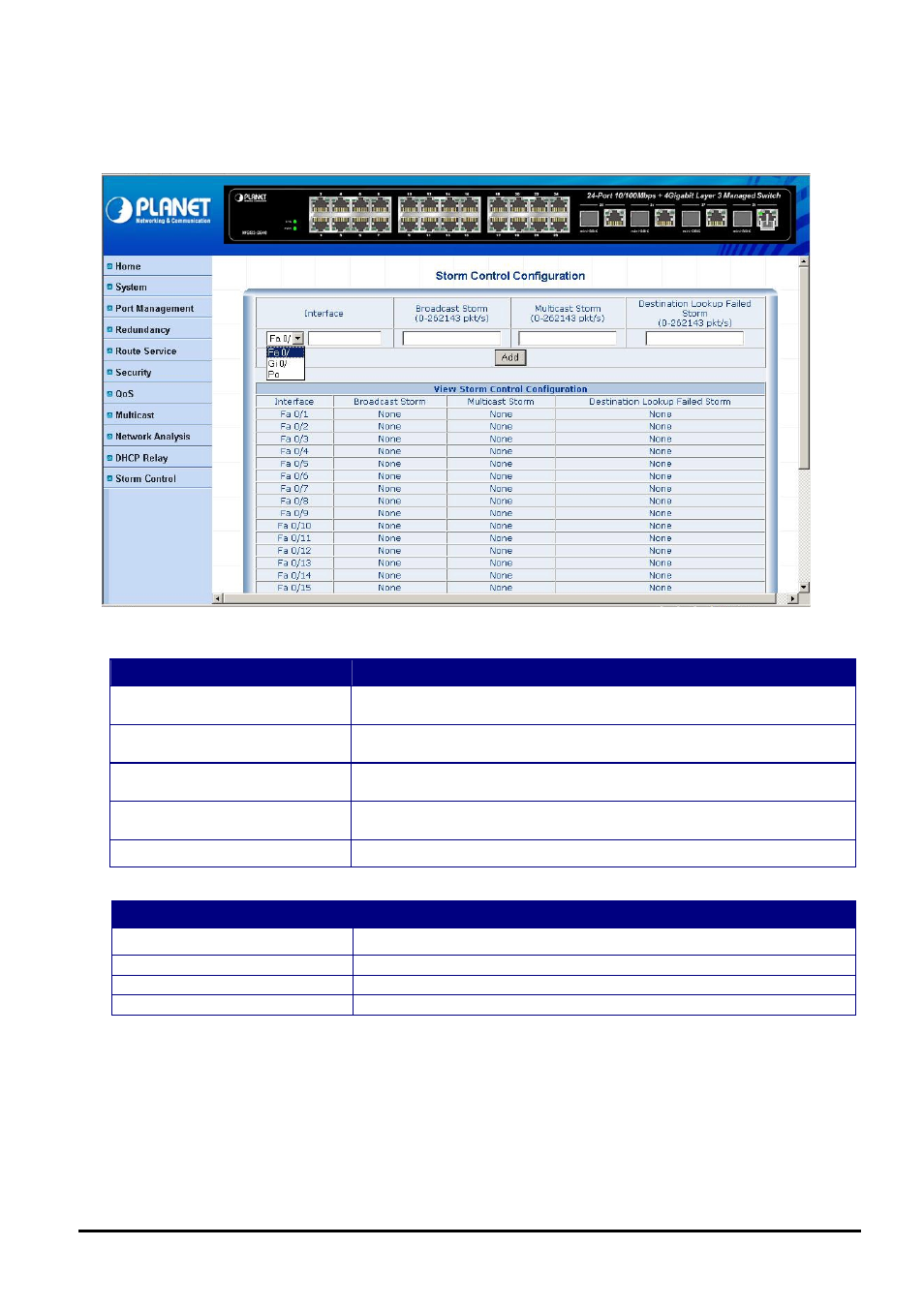 11 storm control, Torm, Ontrol | Planet Technology WGS3-2840 User Manual | Page 73 / 76