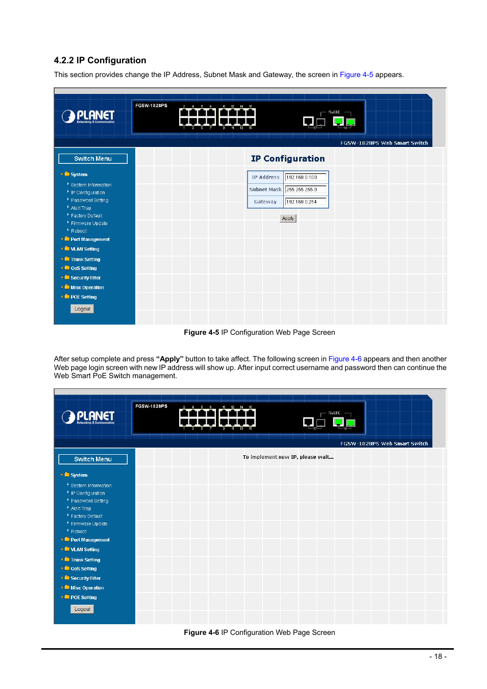 2 ip configuration | Planet Technology FNSW-1608PS User Manual | Page 18 / 72