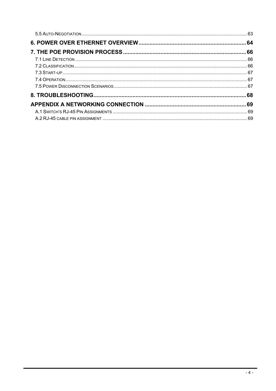 Troubleshooting appendix a networking connection | Planet Technology FNSW-1608PS User Manual | Page 4 / 72