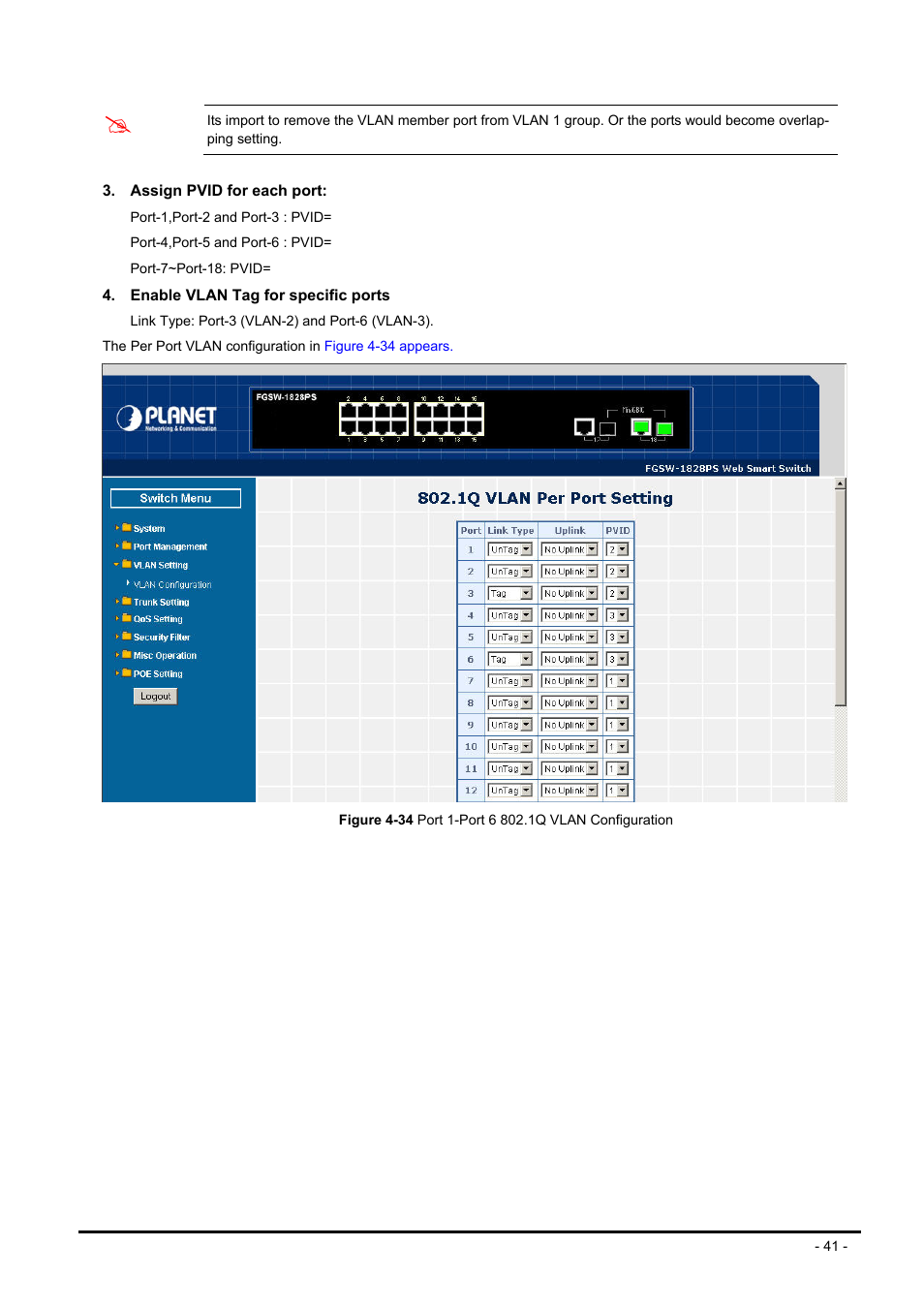 Planet Technology FNSW-1608PS User Manual | Page 41 / 72
