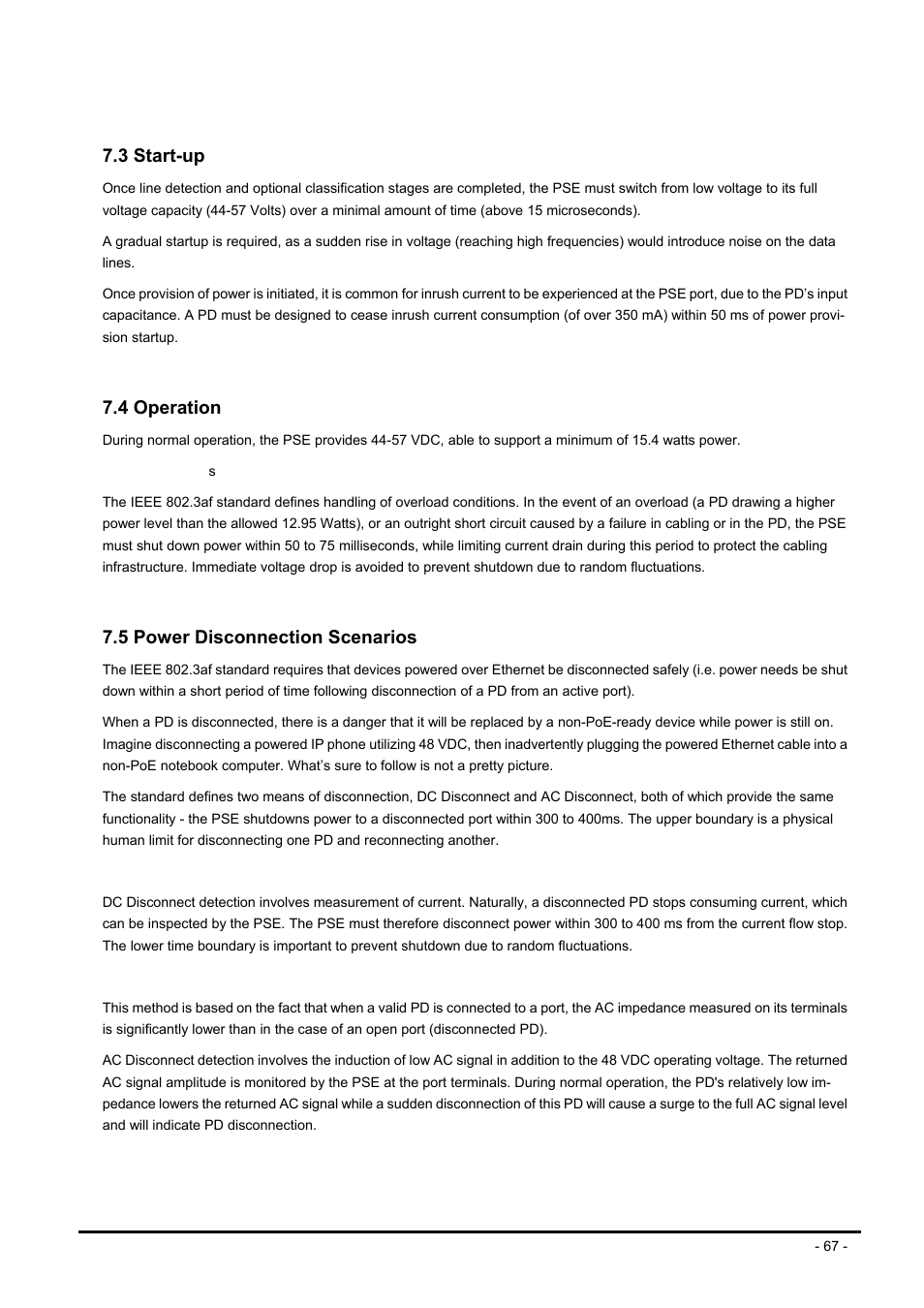 3 start-up, 4 operation, 5 power disconnection scenarios | Tart, Peration, Ower, Isconnection, Cenarios, 7con on scenarios, 5 power dis necti | Planet Technology FNSW-1608PS User Manual | Page 67 / 72