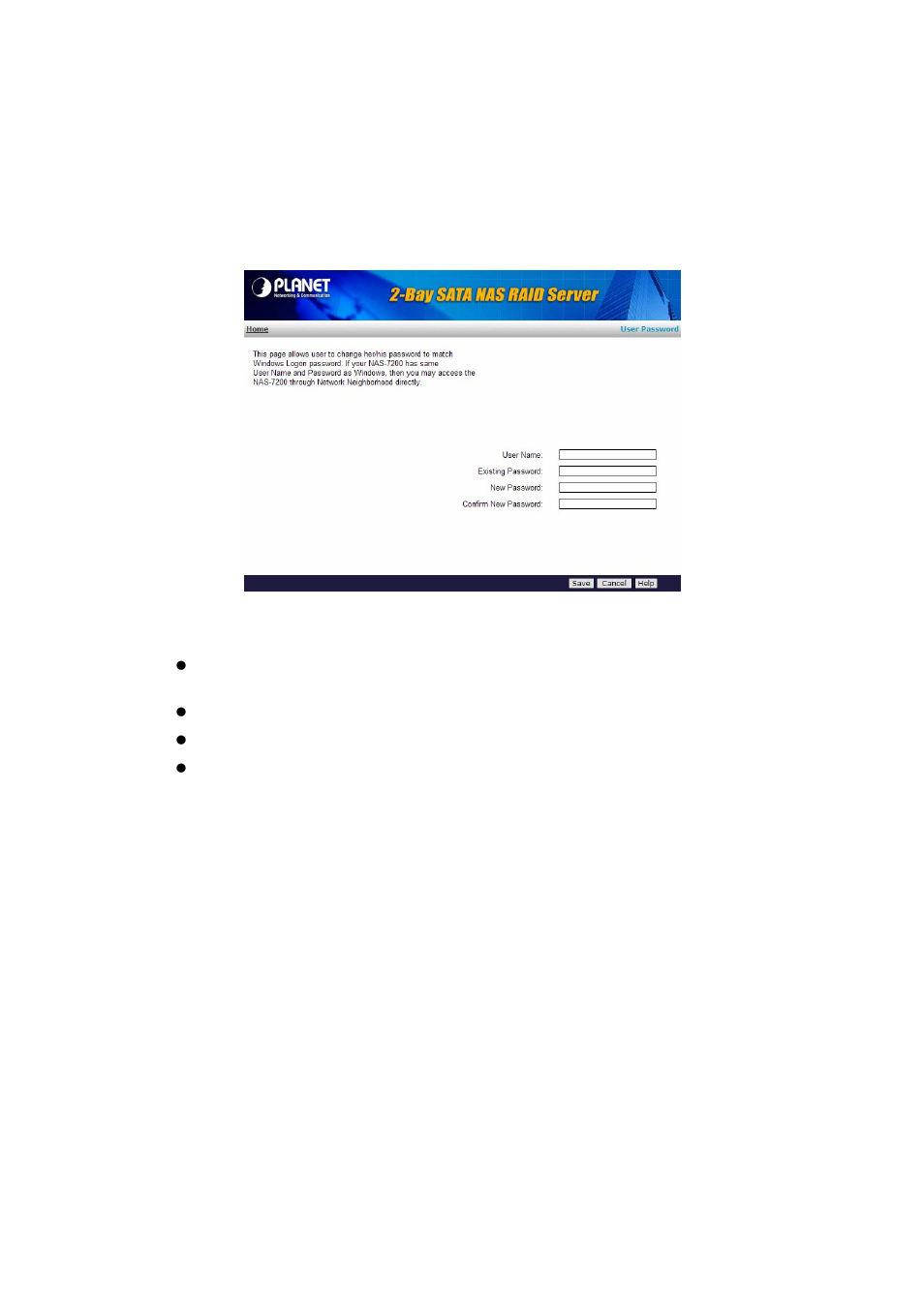 5 changing your password | Planet Technology 2-Bay SATA NAS RAID Server NAS-7200 User Manual | Page 23 / 80