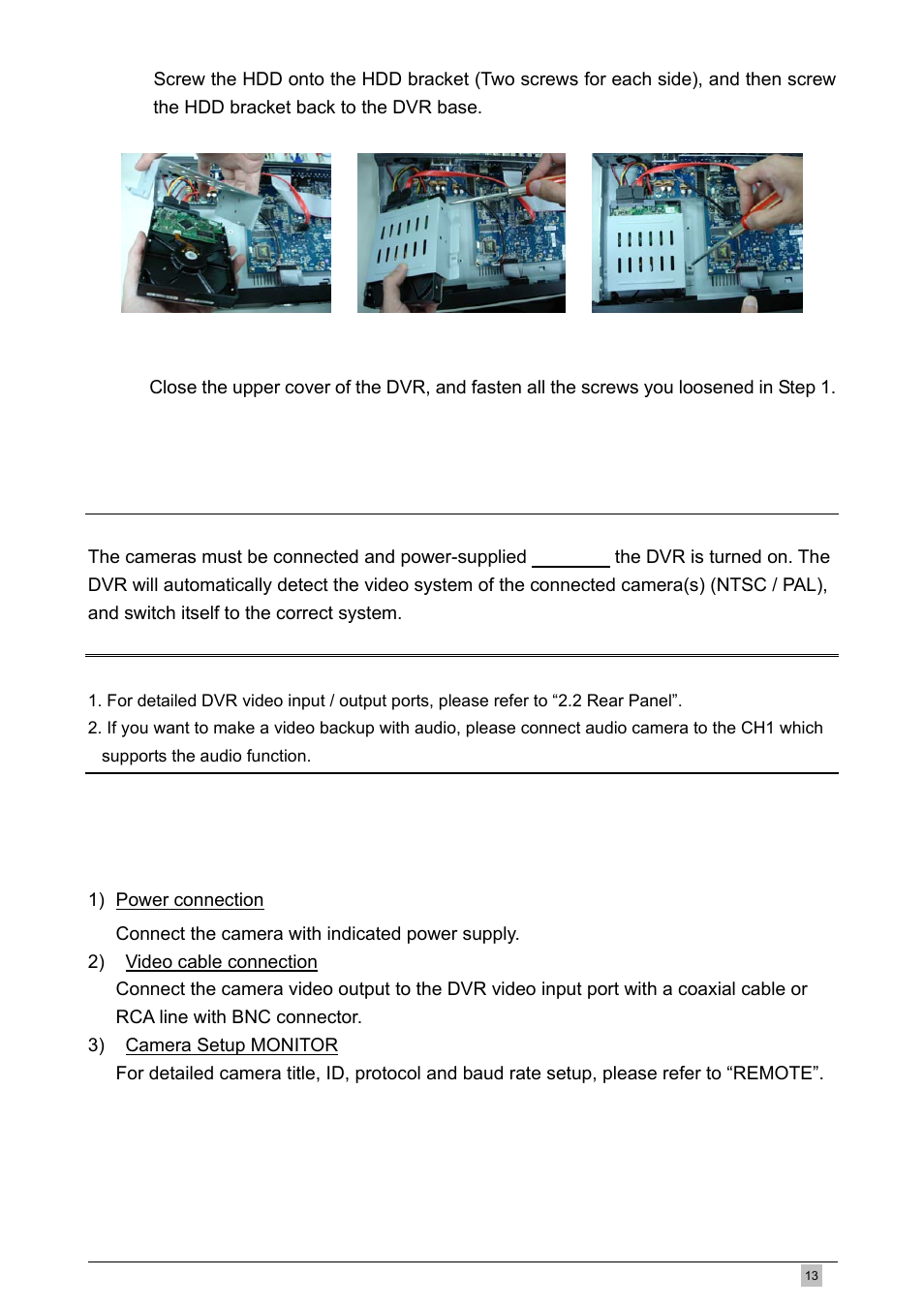 2 camera connection, 1 normal camera connection | Planet Technology DVR-460 User Manual | Page 13 / 83