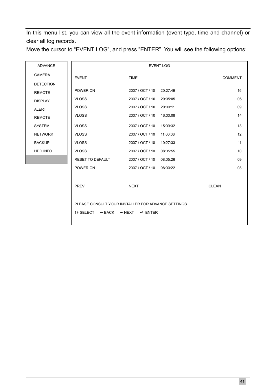 10 event log | Planet Technology DVR-460 User Manual | Page 41 / 83