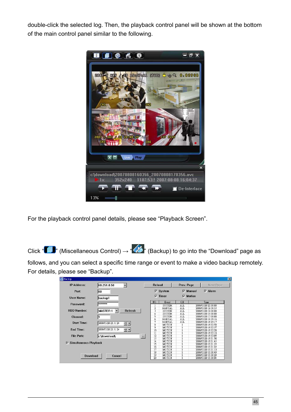 Network backup | Planet Technology DVR-460 User Manual | Page 45 / 83