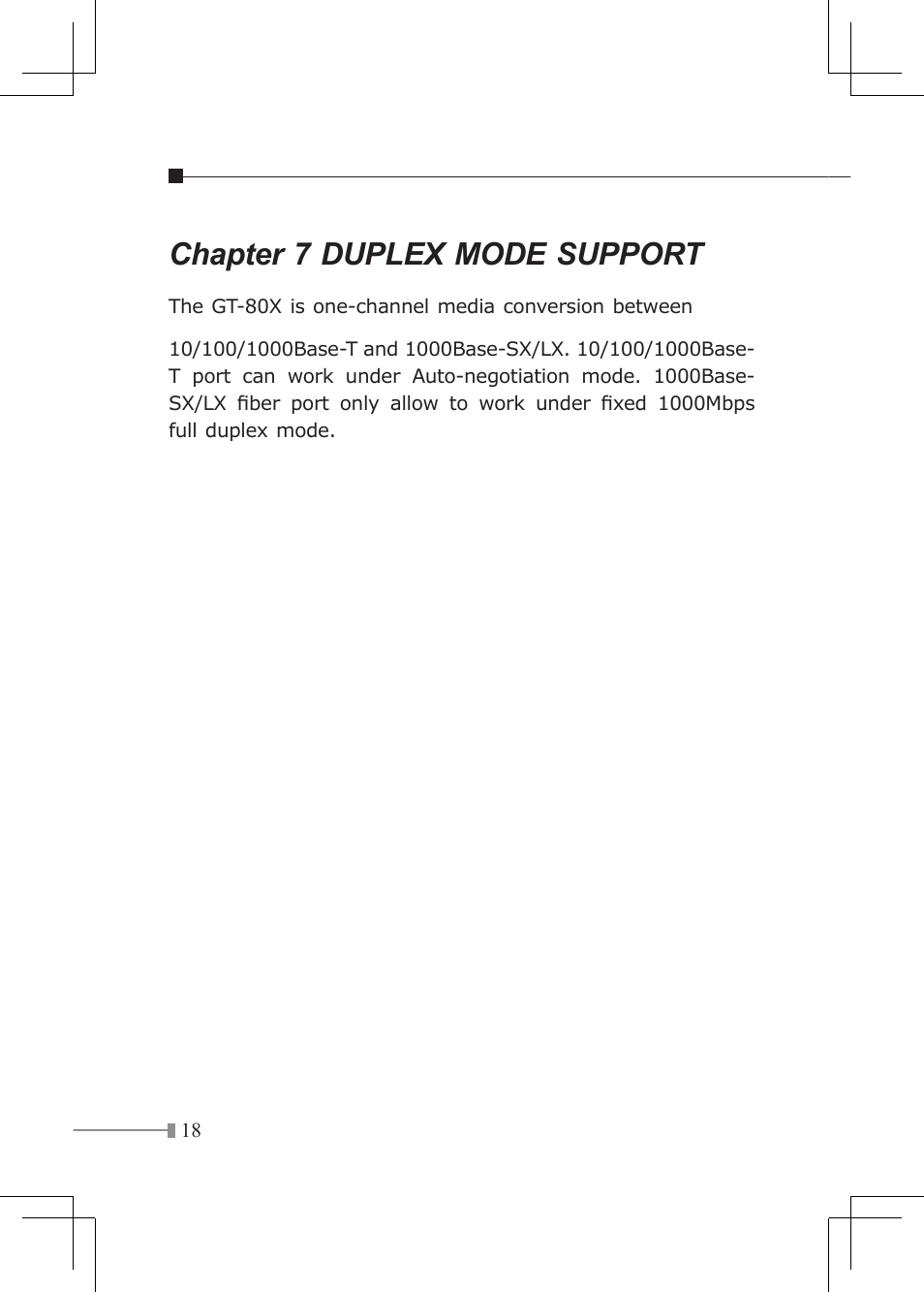 Chapter 7 duplex mode support | Planet Technology GT-80X User Manual | Page 18 / 25