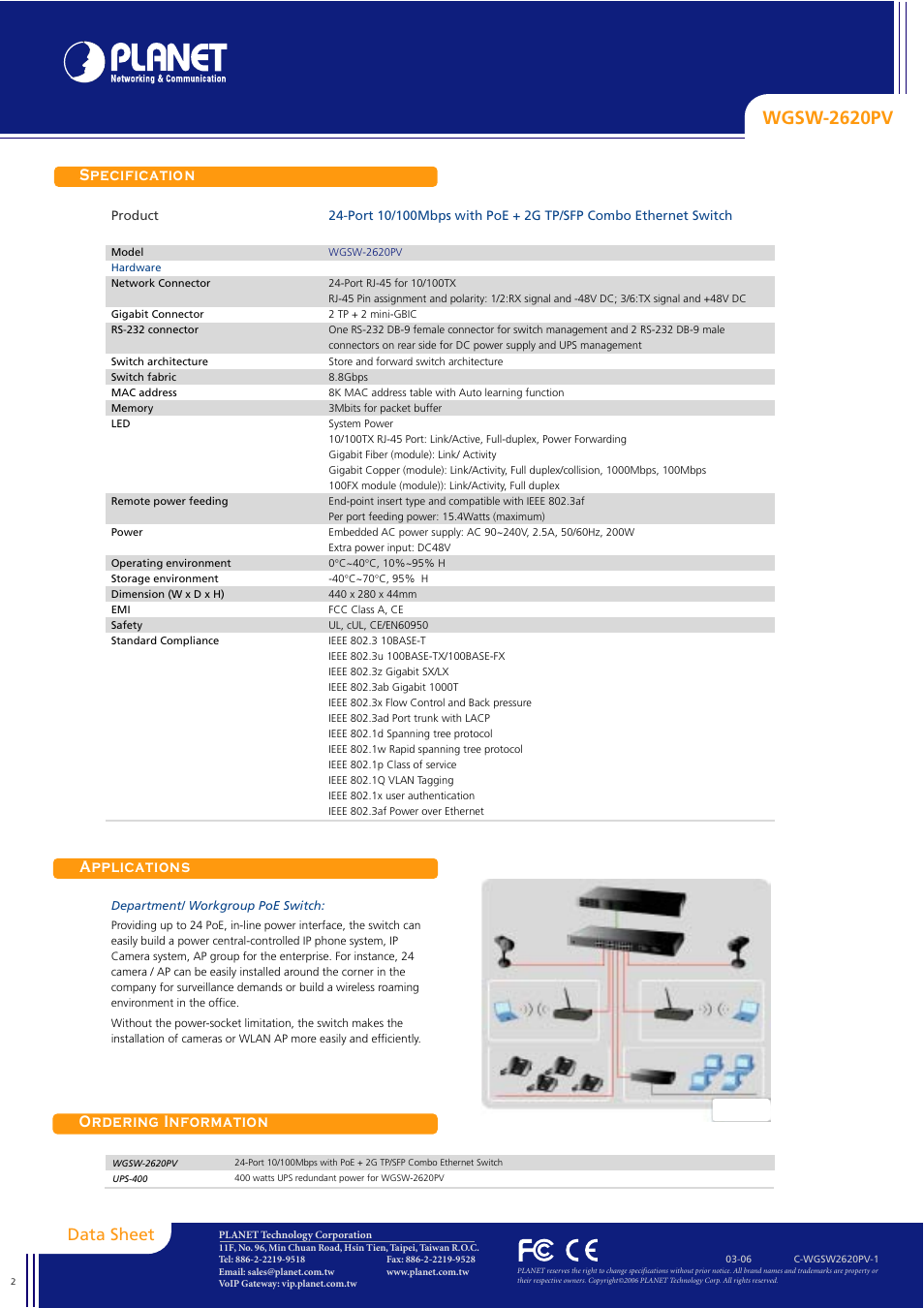 Wgsw-2620pv | Planet Technology WGSW-2620PV User Manual | Page 2 / 2