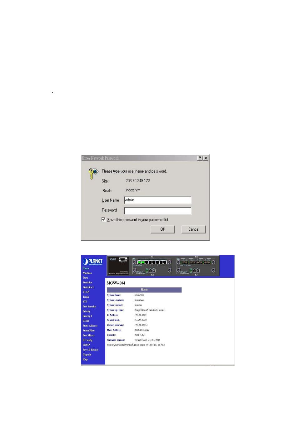 Chapter 4 web management | Planet Technology MGSW-004 User Manual | Page 18 / 33