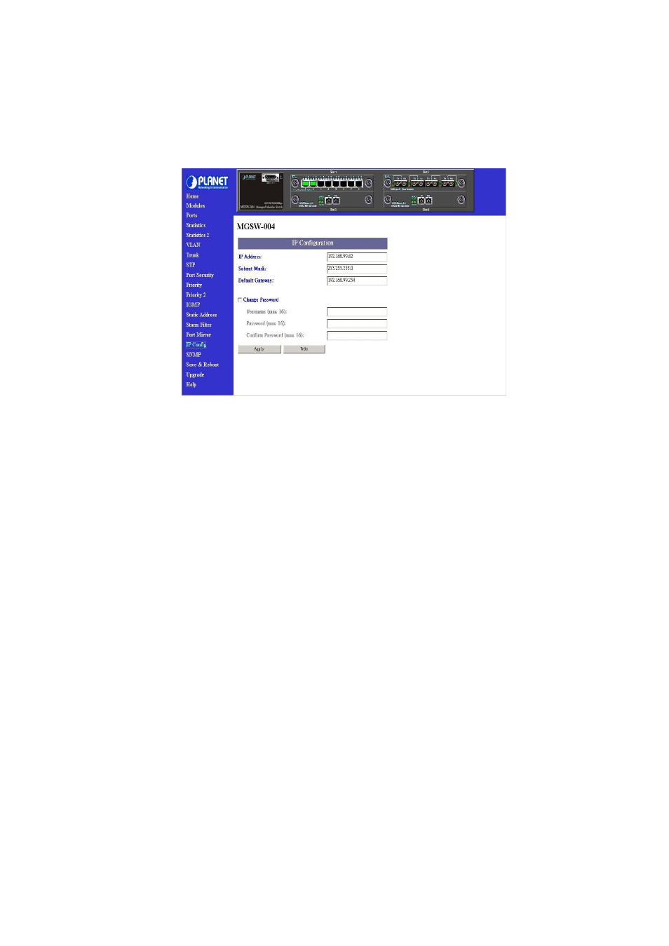 16 ip config | Planet Technology MGSW-004 User Manual | Page 28 / 33