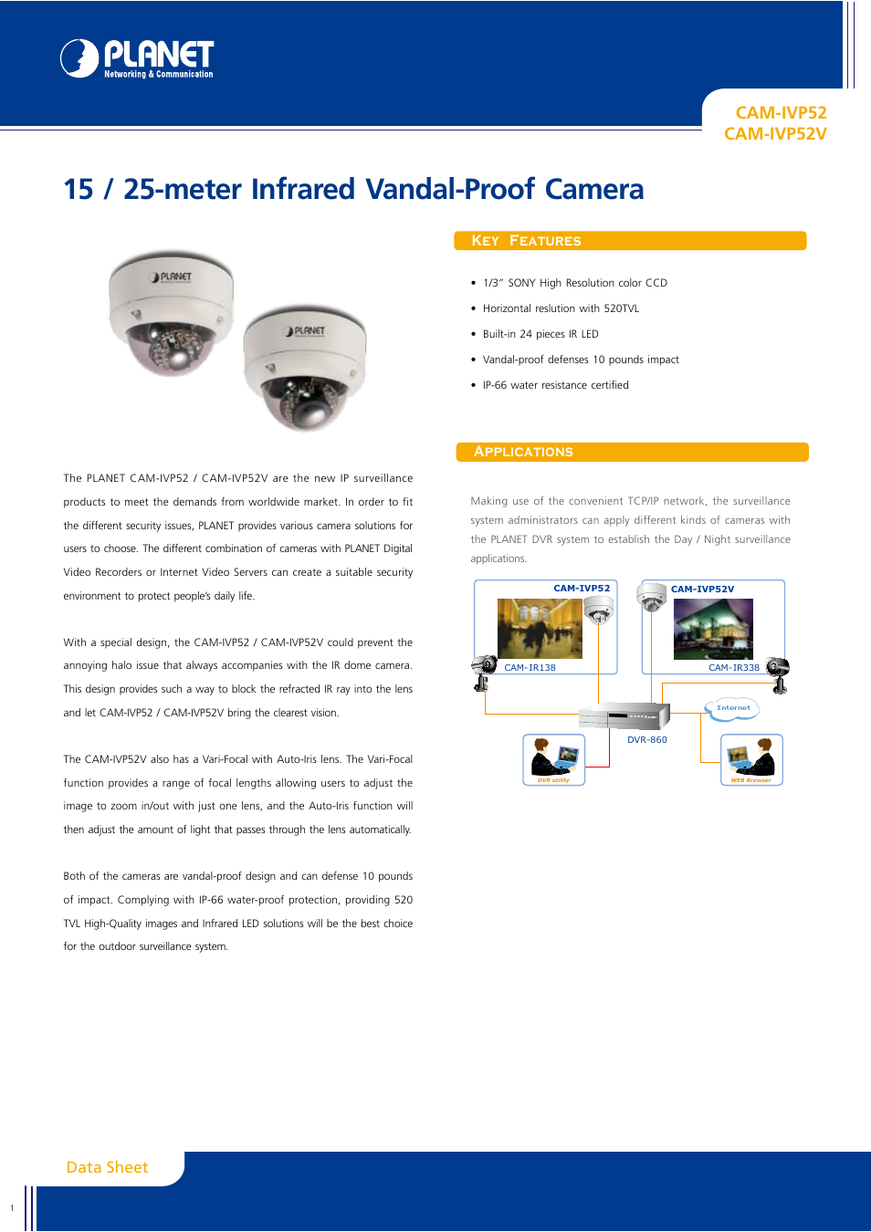 Planet Technology CAM-IVP52 User Manual | 3 pages