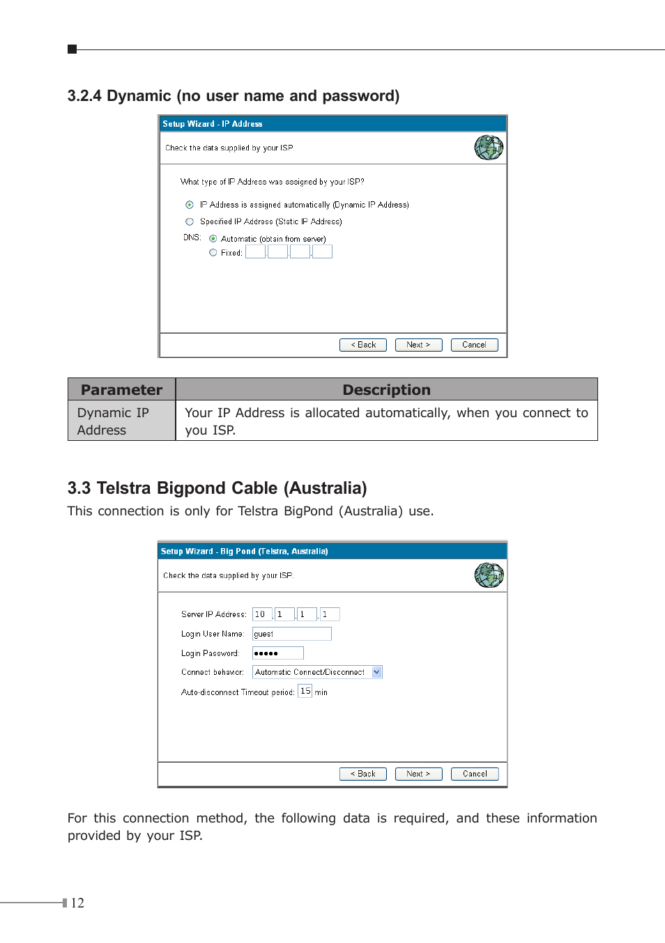 3 telstra bigpond cable (australia) | Planet Technology XRT-501 User Manual | Page 12 / 16