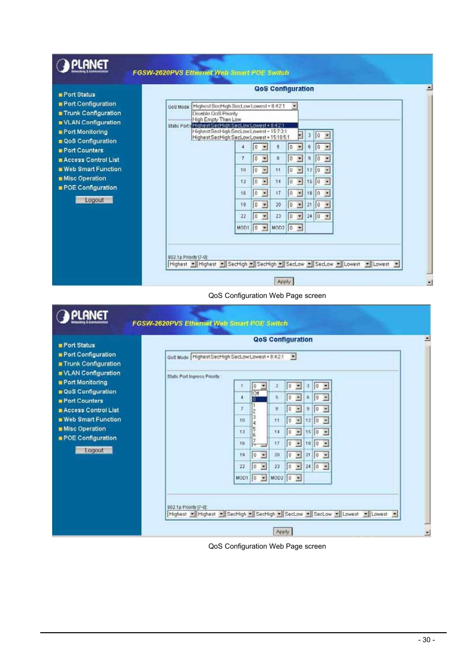 Planet Technology FGSW-2612PVS User Manual | Page 30 / 67