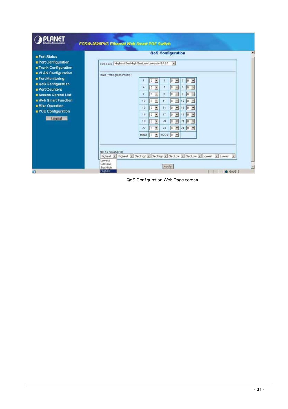 Planet Technology FGSW-2612PVS User Manual | Page 31 / 67