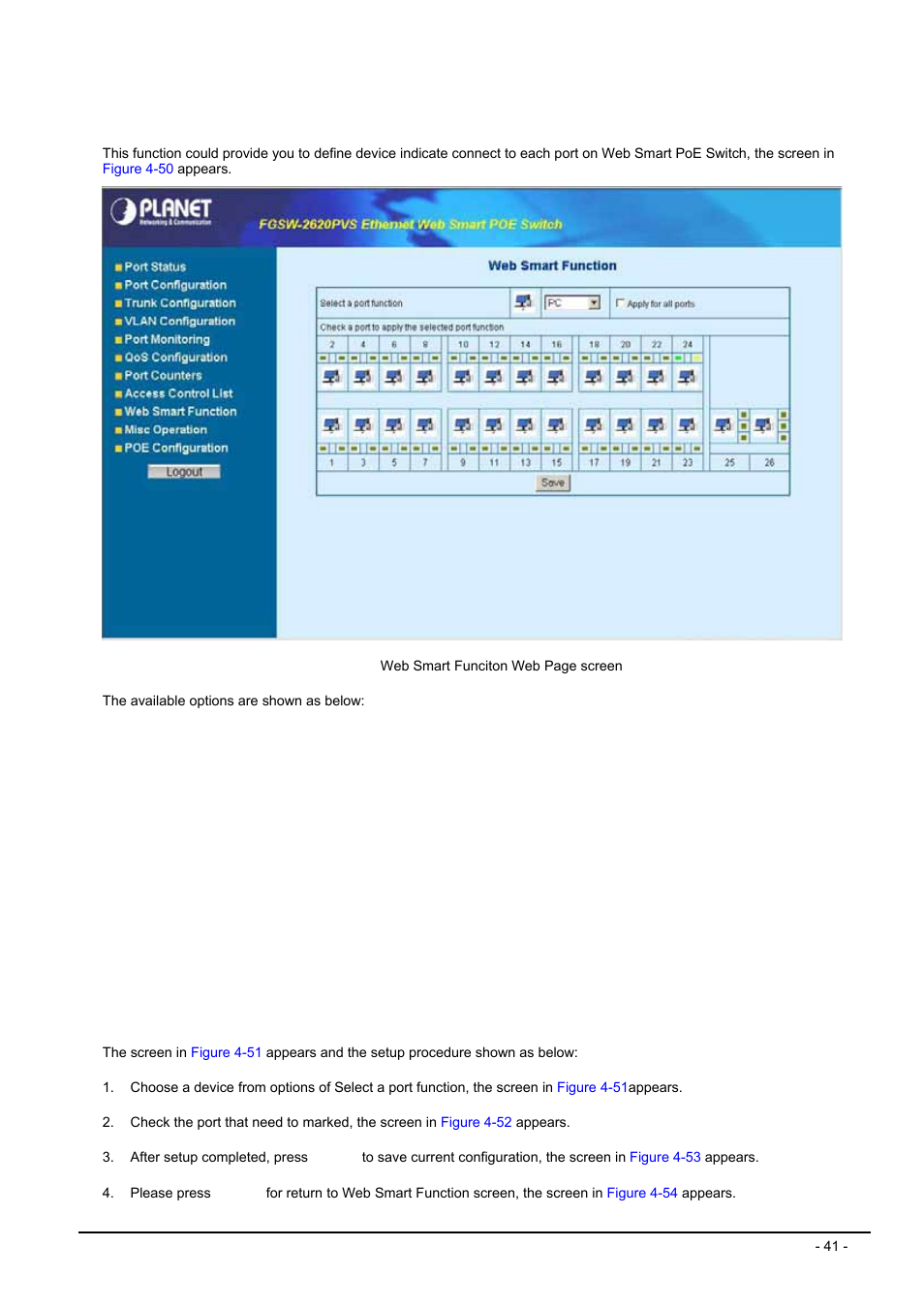 10 web smart function, Mart, Unction | Planet Technology FGSW-2612PVS User Manual | Page 41 / 67