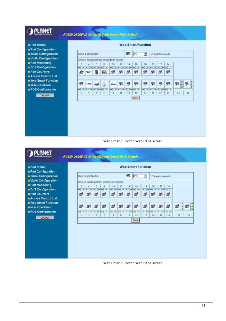 Planet Technology FGSW-2612PVS User Manual | Page 44 / 67