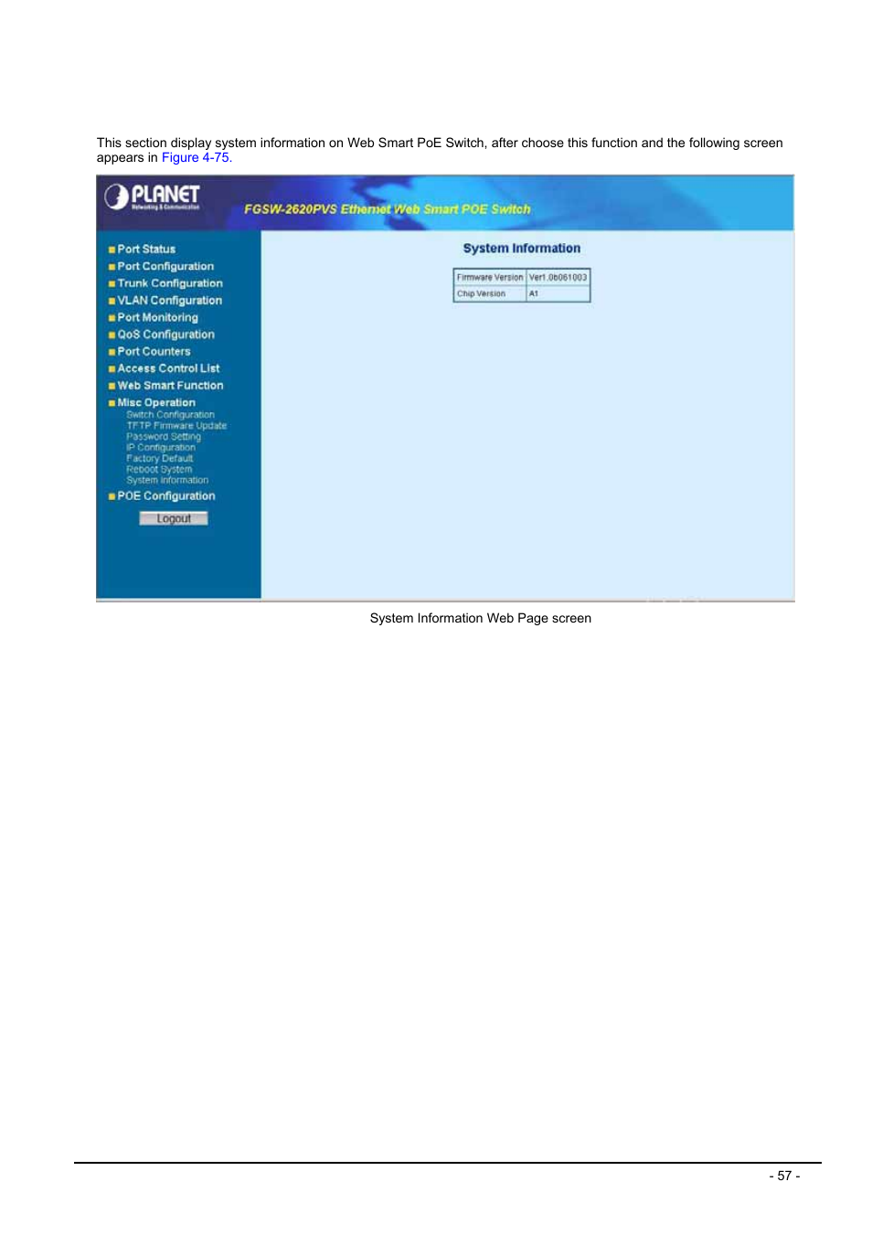 7 system information | Planet Technology FGSW-2612PVS User Manual | Page 57 / 67