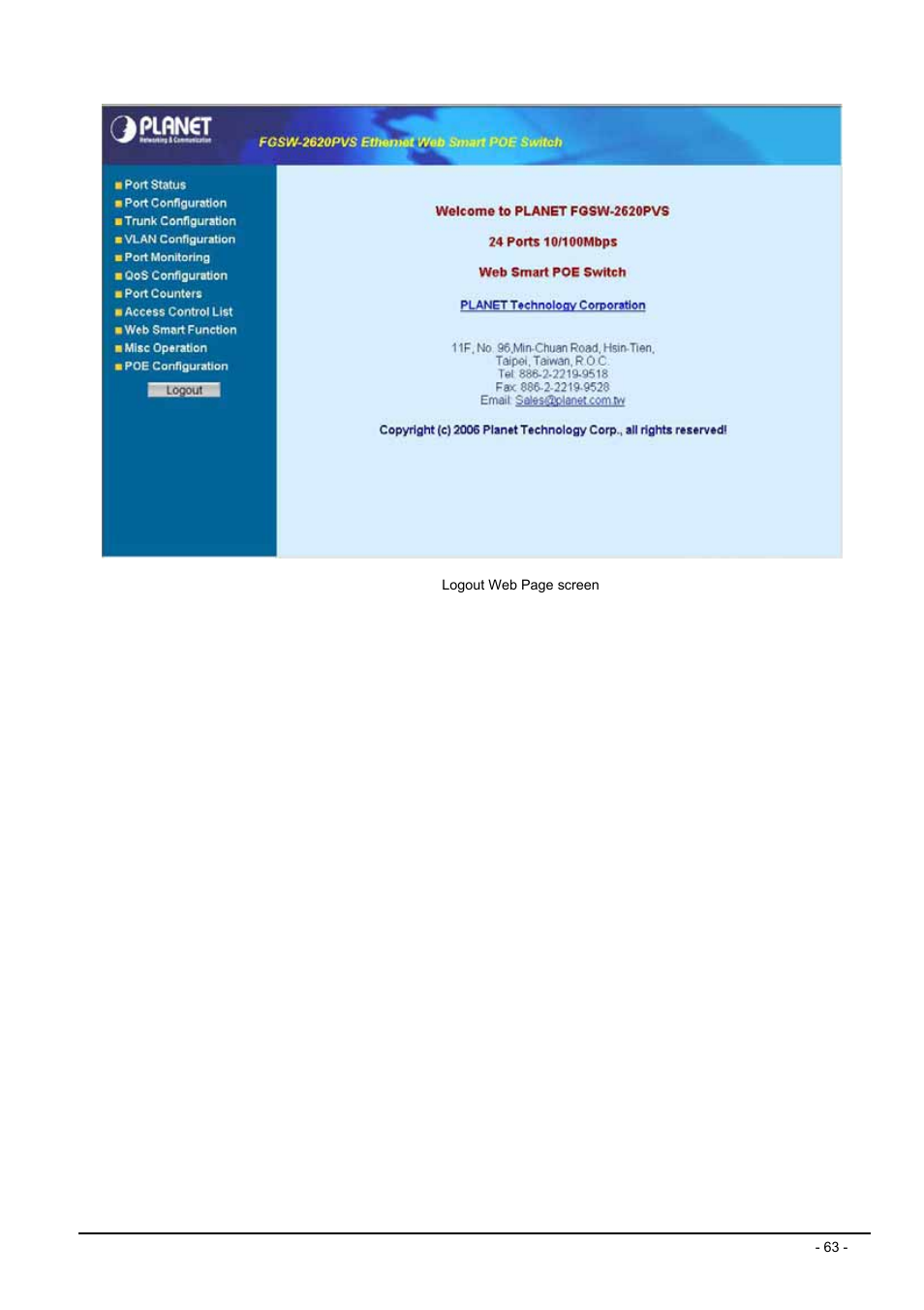Planet Technology FGSW-2612PVS User Manual | Page 63 / 67