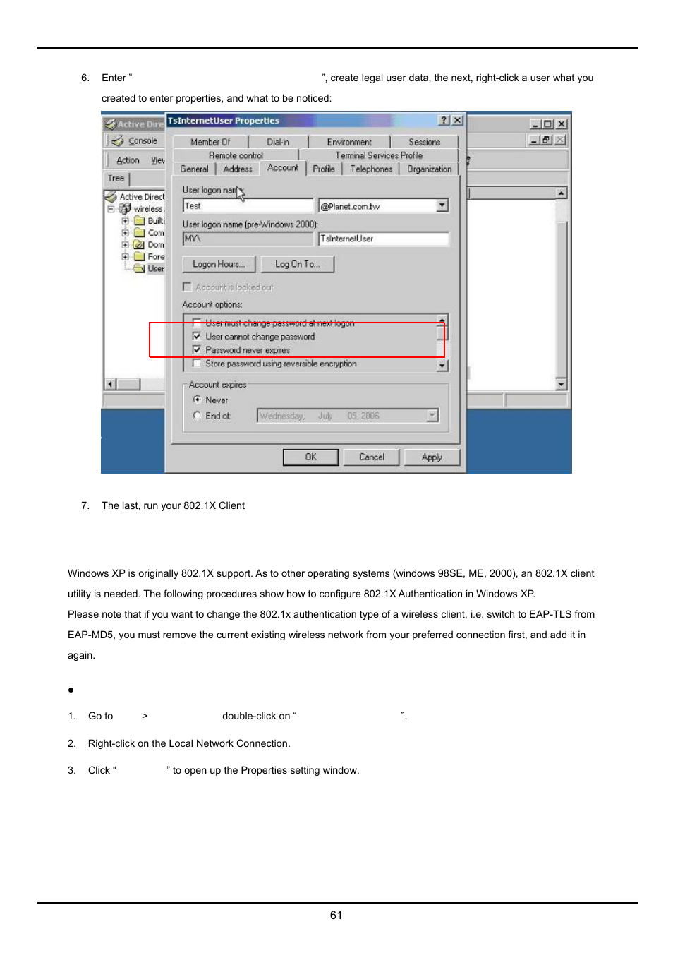 Configure sample: eap-md5 authentication | Planet Technology FGSW-2620VM User Manual | Page 61 / 73