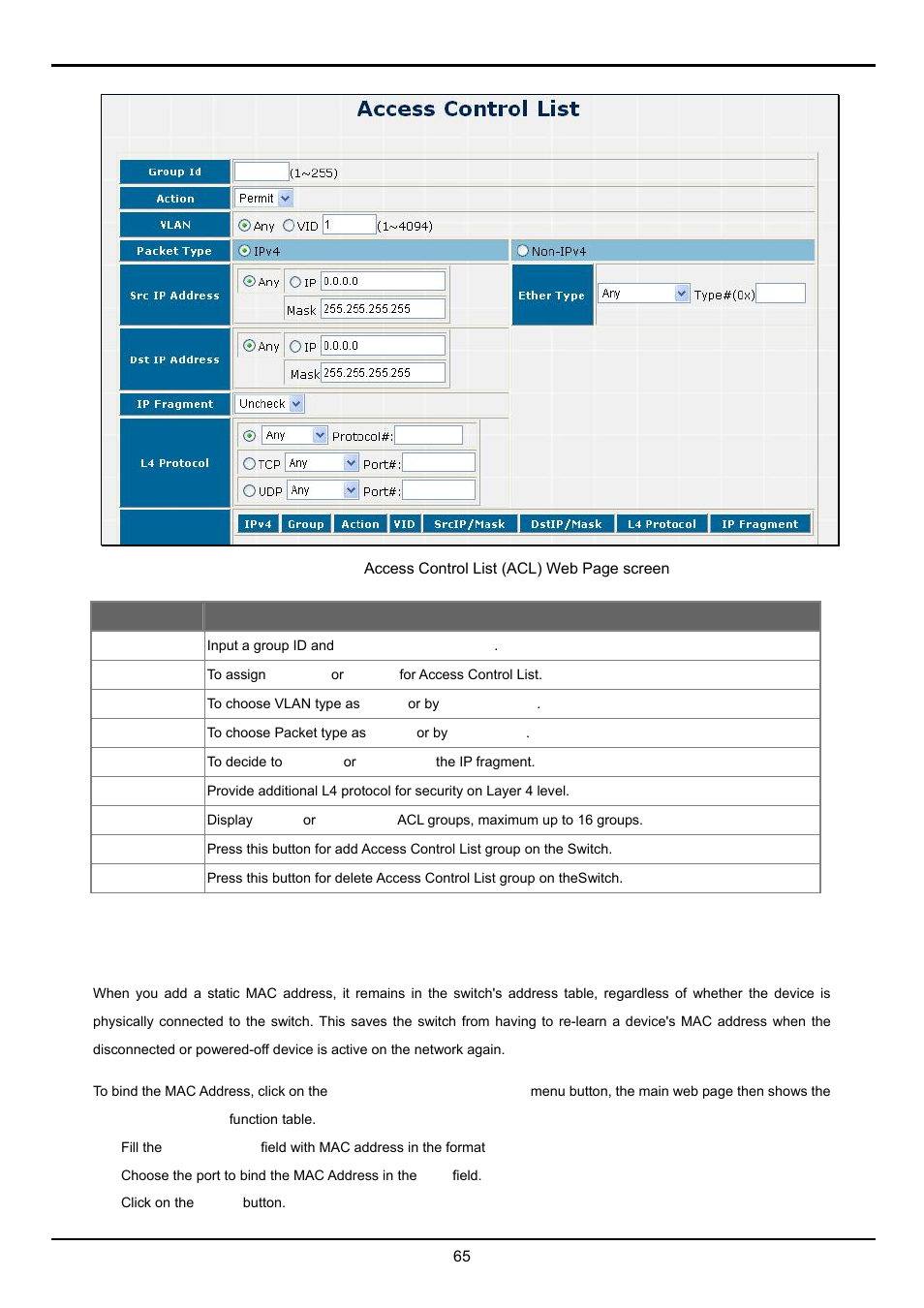 3 static mac address | Planet Technology FGSW-2620VM User Manual | Page 65 / 73