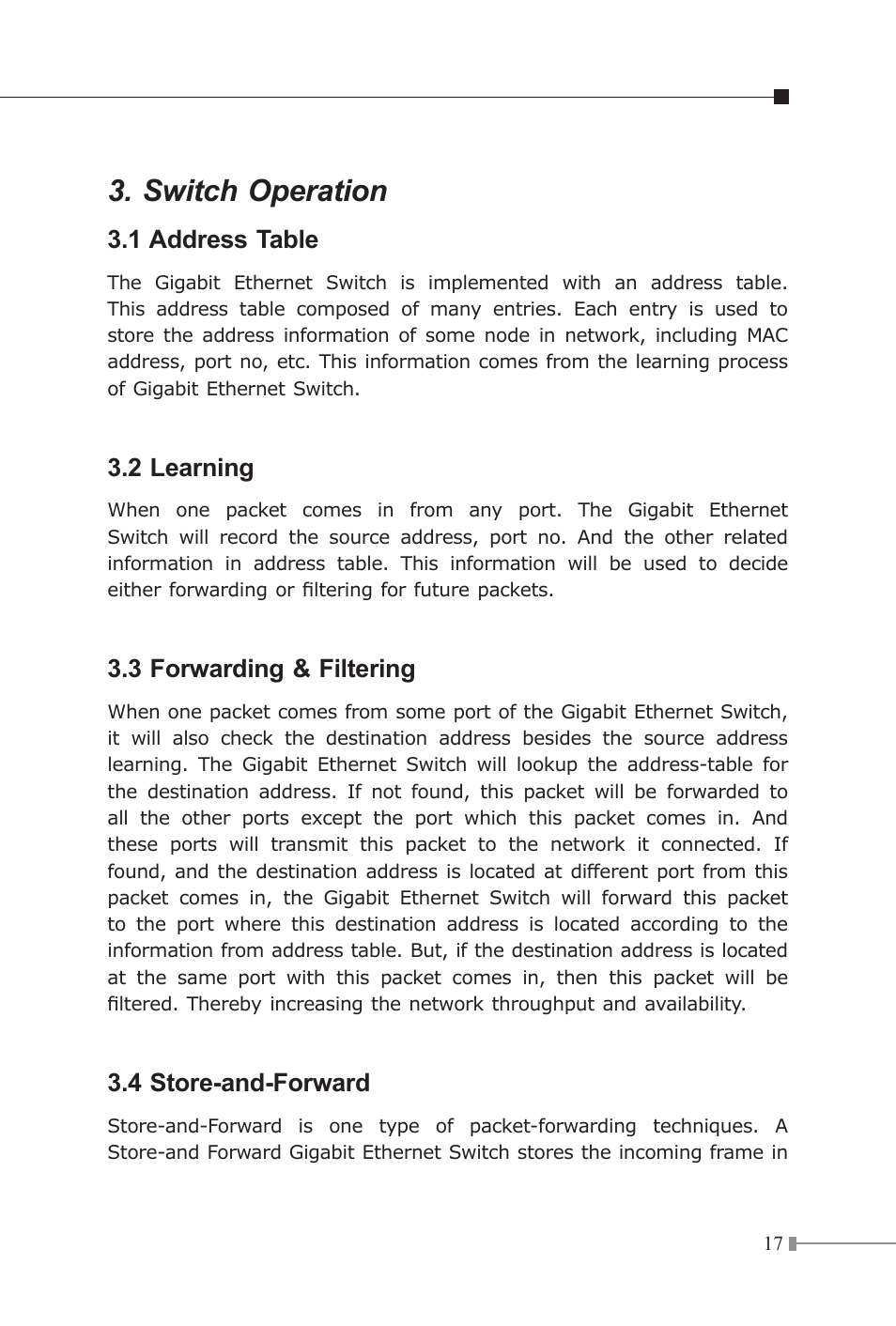 Switch operation | Planet Technology GSW-2416 User Manual | Page 18 / 26