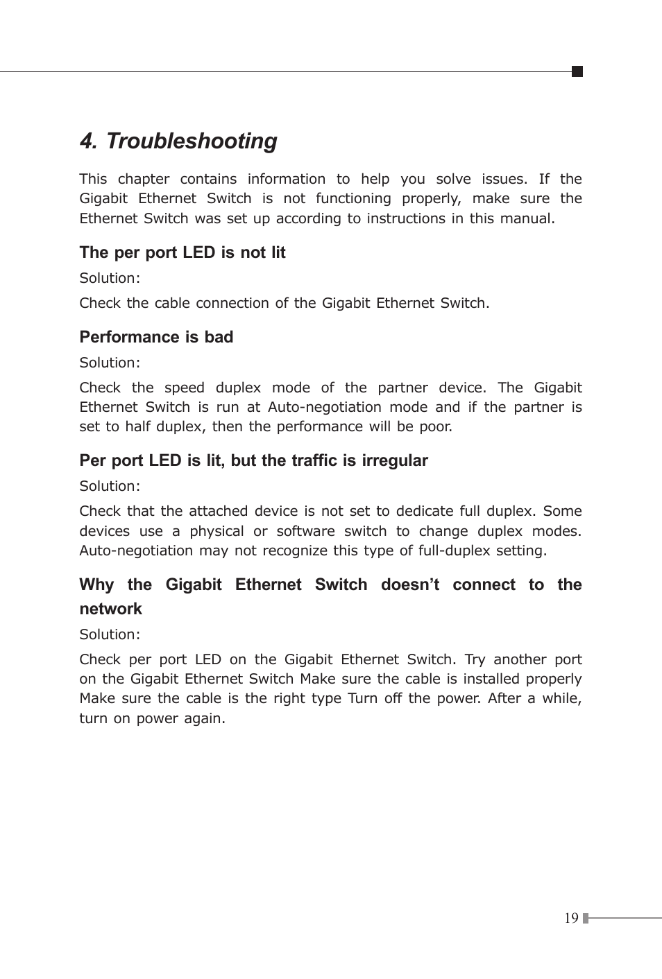 Troubleshooting | Planet Technology GSW-2416 User Manual | Page 20 / 26