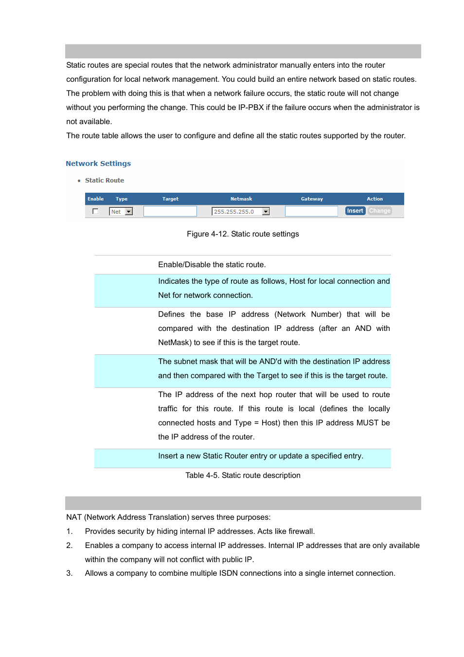 Static route | Planet Technology Internet Telephony PBX System IPX-1900 User Manual | Page 47 / 82