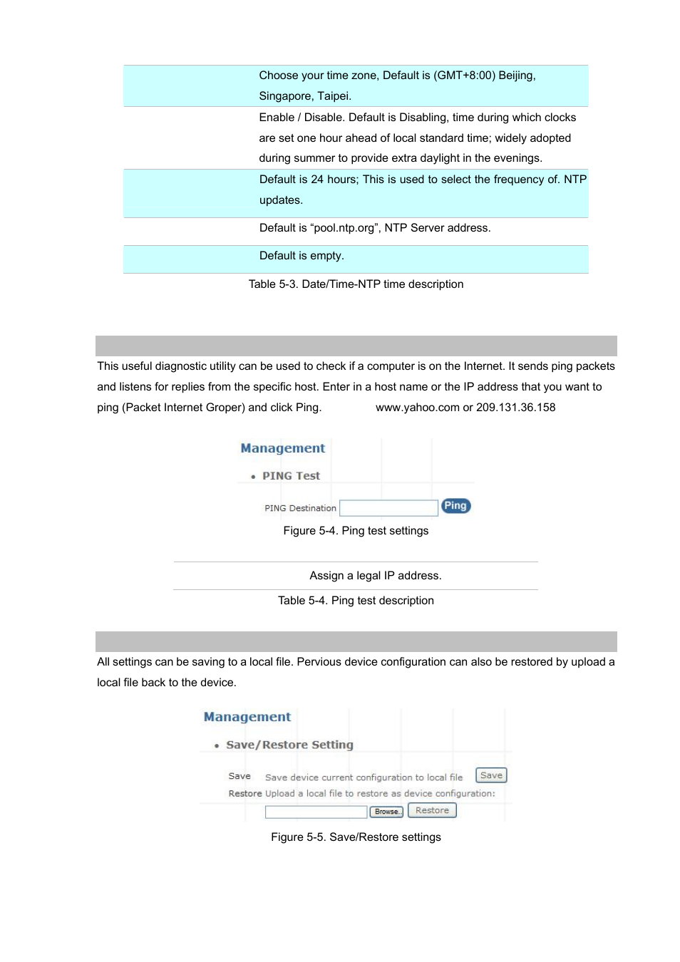 Ping test, Save & restore | Planet Technology Internet Telephony PBX System IPX-1900 User Manual | Page 59 / 82