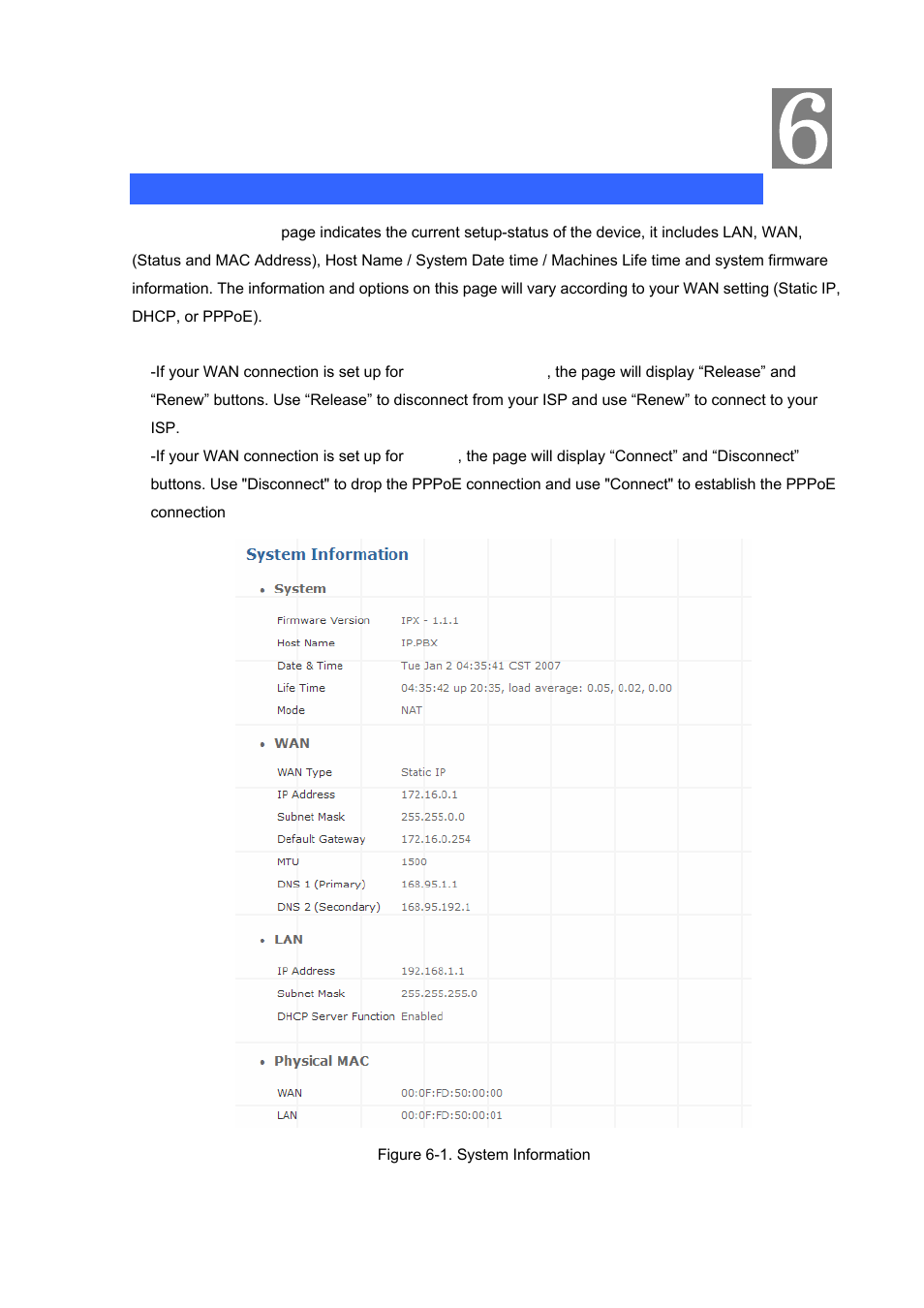 Chapter 6 information, System information | Planet Technology Internet Telephony PBX System IPX-1900 User Manual | Page 61 / 82