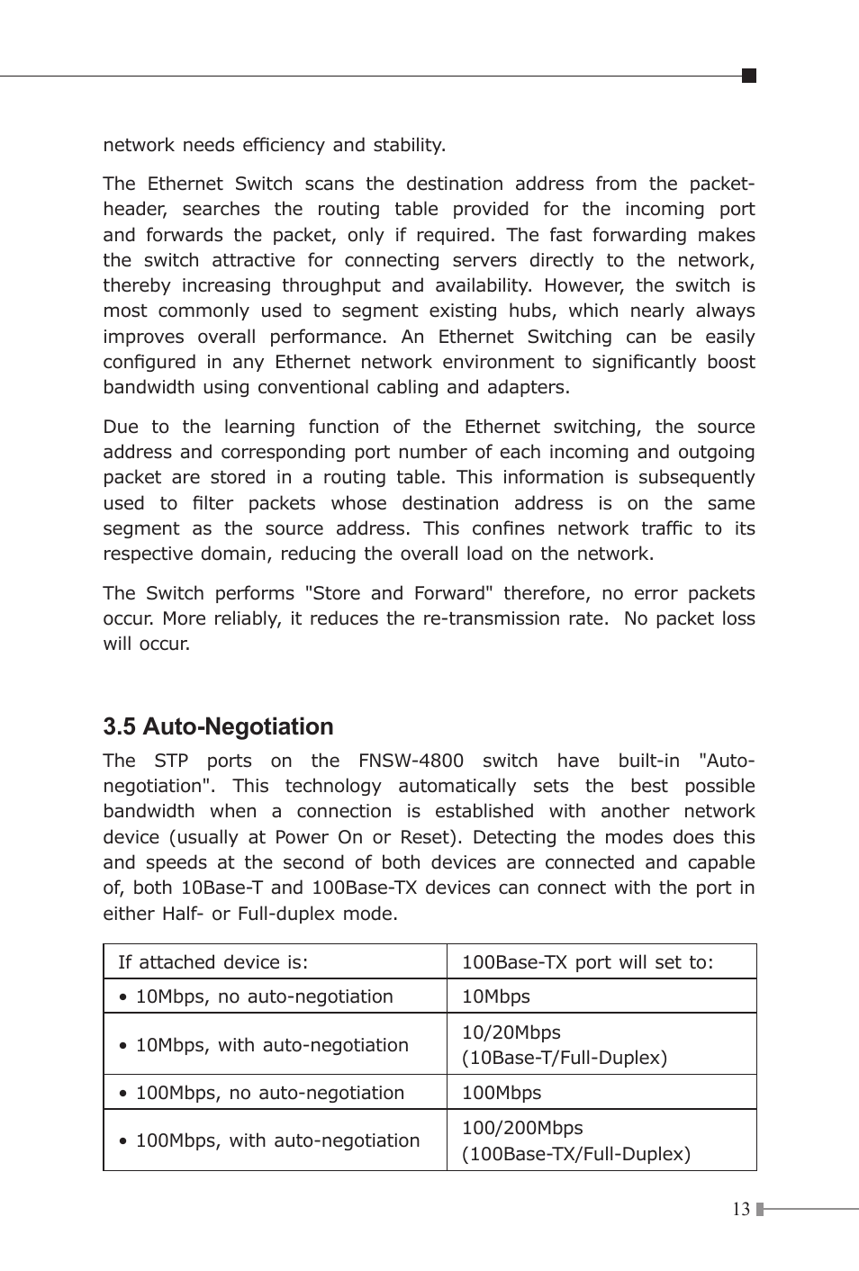 5 auto-negotiation | Planet Technology FNSW-4800v2 User Manual | Page 14 / 18