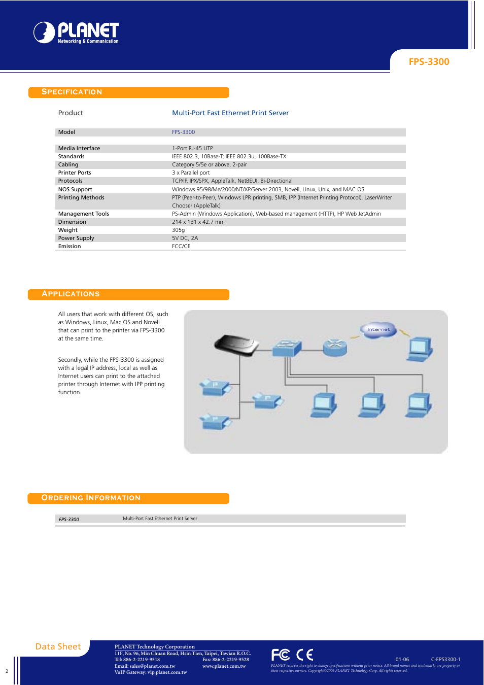 Fps-3300 | Planet Technology FPS-3300 User Manual | Page 2 / 2