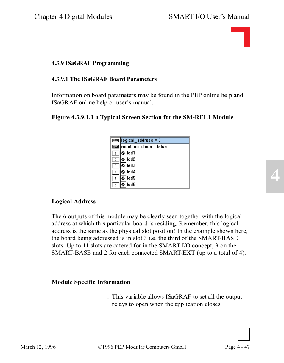 9 isagraf programming, 1 the isagraf board parameters | Pepper Computer Modular Computers RS485 User Manual | Page 135 / 320