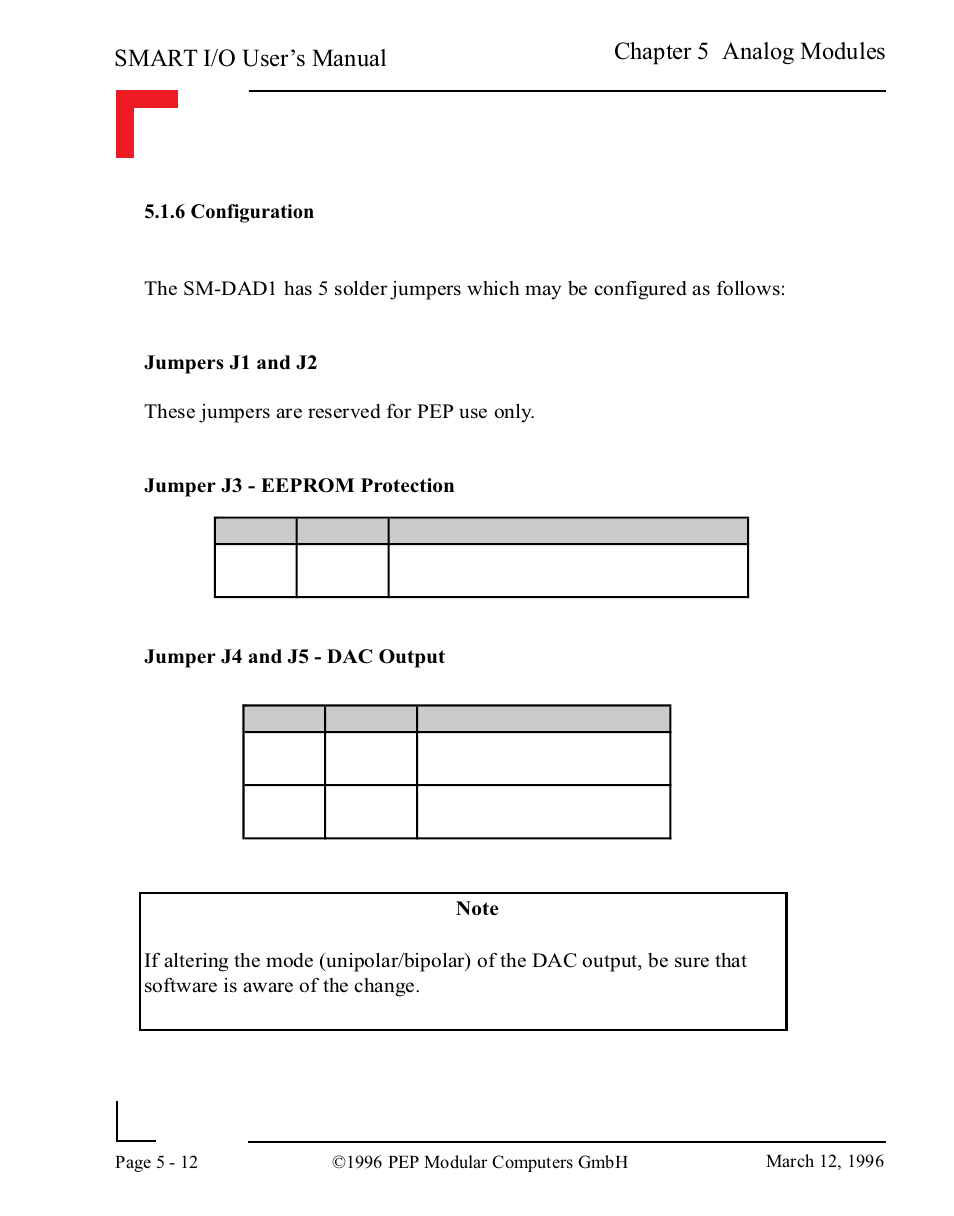 6 configuration, 6 configuration -12, Smart i/o user’s manual | Chapter 5 analog modules | Pepper Computer Modular Computers RS485 User Manual | Page 168 / 320