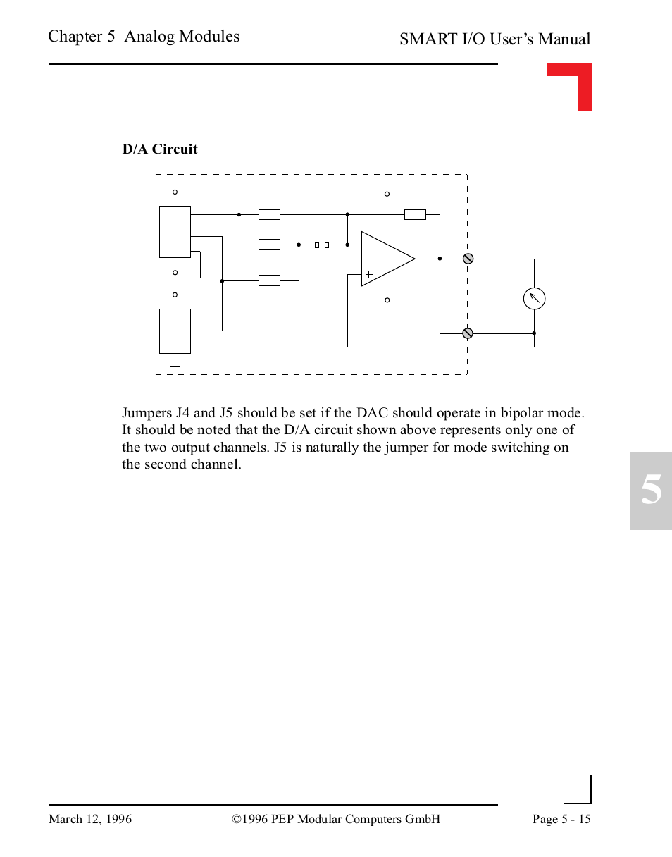 Smart i/o user’s manual, Chapter 5 analog modules, D/a circuit | Pepper Computer Modular Computers RS485 User Manual | Page 171 / 320