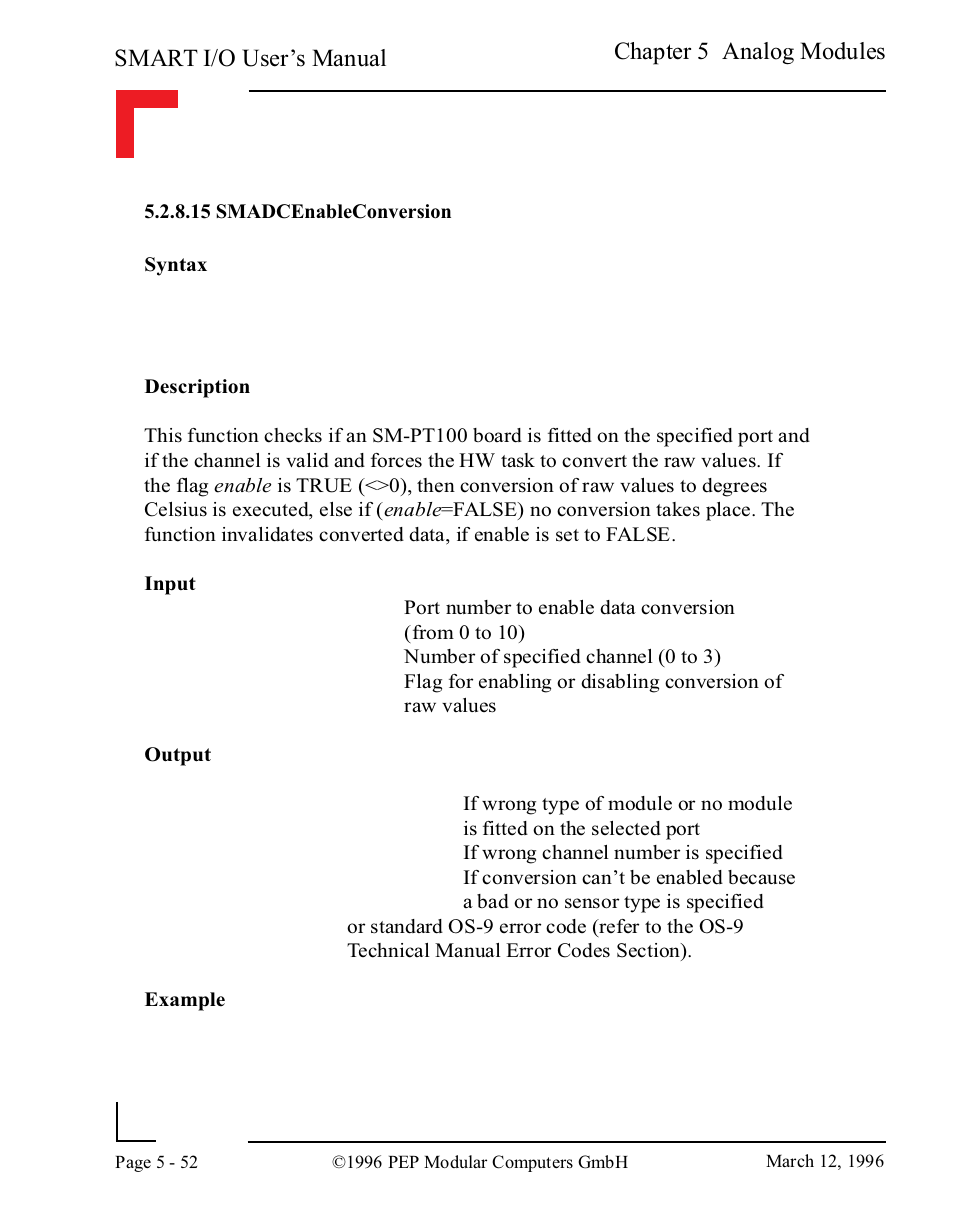 15 smadcenableconversion, 15 smadcenableconversion -52, Smart i/o user’s manual | Chapter 5 analog modules | Pepper Computer Modular Computers RS485 User Manual | Page 208 / 320