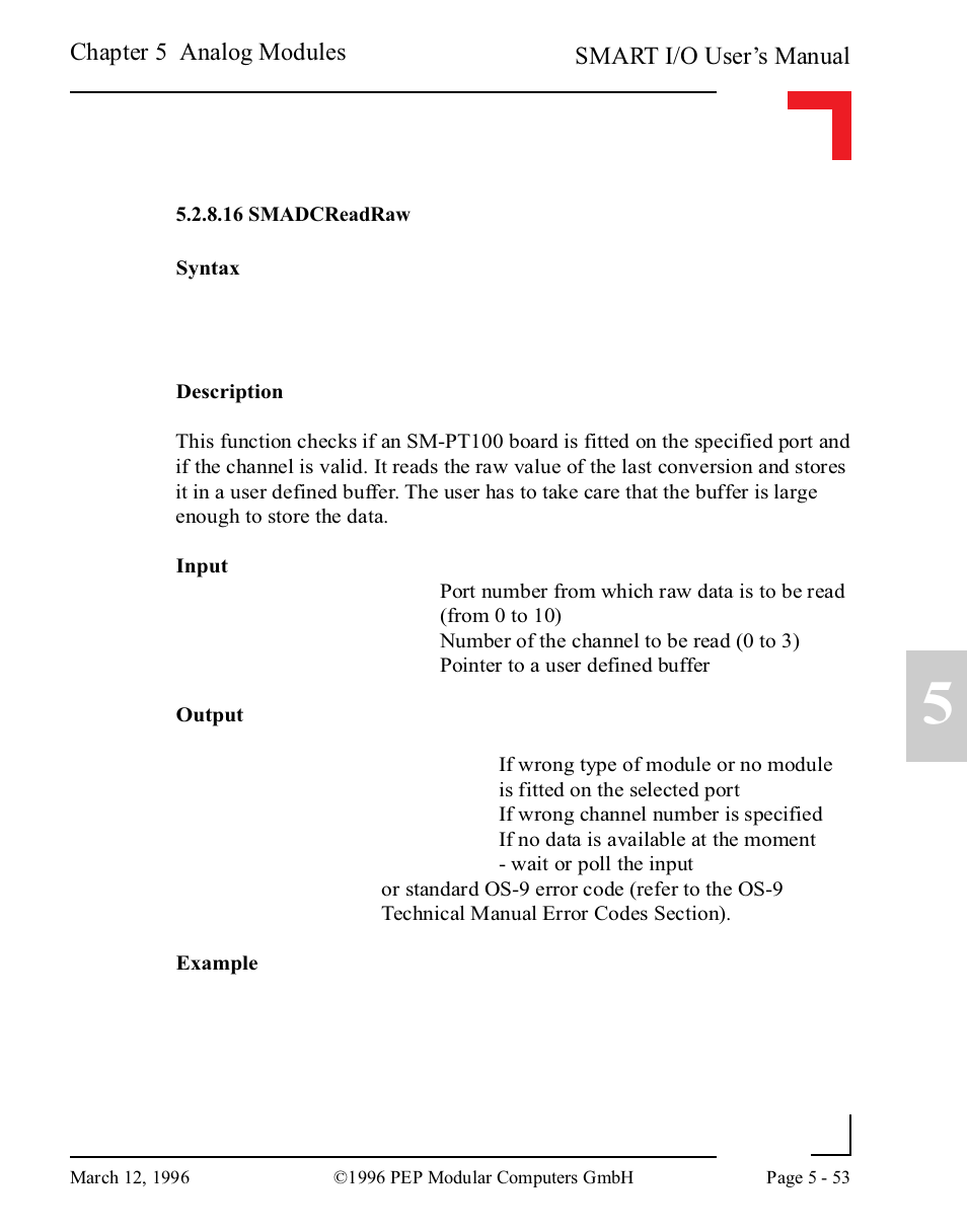 16 smadcreadraw, 16 smadcreadraw -53 | Pepper Computer Modular Computers RS485 User Manual | Page 209 / 320