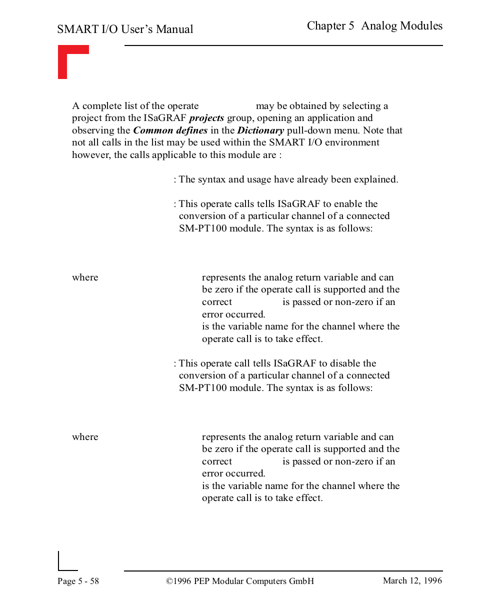 Smart i/o user’s manual, Chapter 5 analog modules | Pepper Computer Modular Computers RS485 User Manual | Page 214 / 320