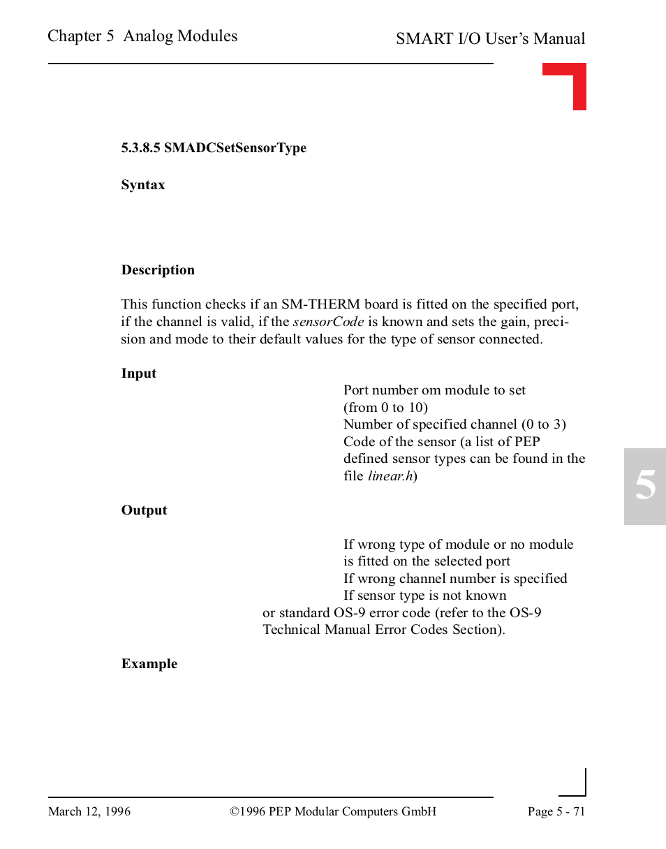 5 smadcsetsensortype, 5 smadcsetsensortype -71 | Pepper Computer Modular Computers RS485 User Manual | Page 227 / 320