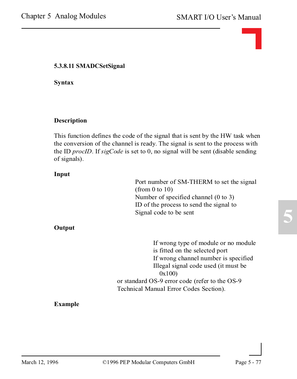 11 smadcsetsignal, 11 smadcsetsignal -77 | Pepper Computer Modular Computers RS485 User Manual | Page 233 / 320